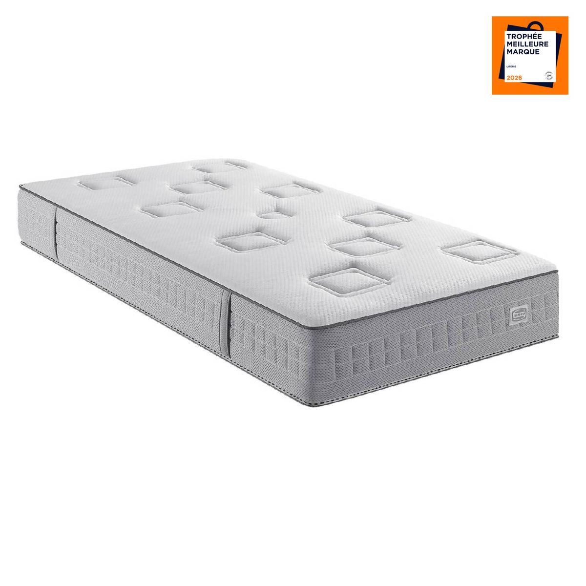 Matelas CHALLENGE 90x200, ressort ensachés, très ferme, H24 blanc, SIMMONS