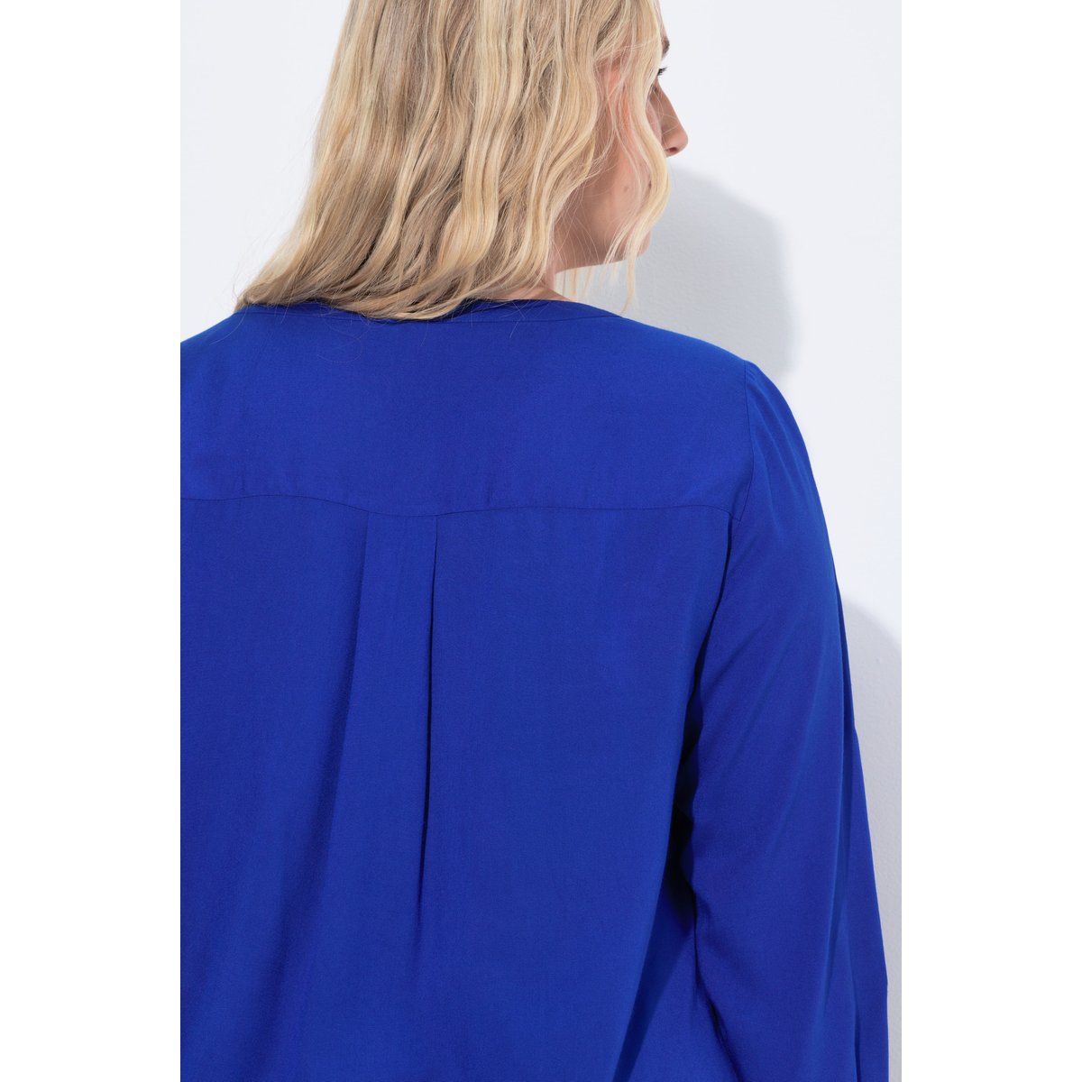 Tunique évasée à col rond et manches longues bleu cobalt, ULLA POPKEN