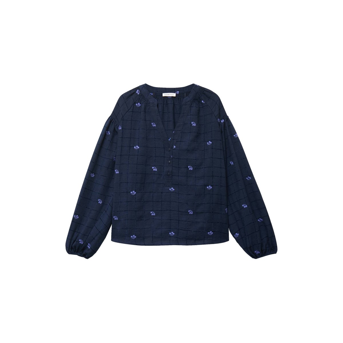 Blouse avec broderie bleu foncé, CACHE CACHE