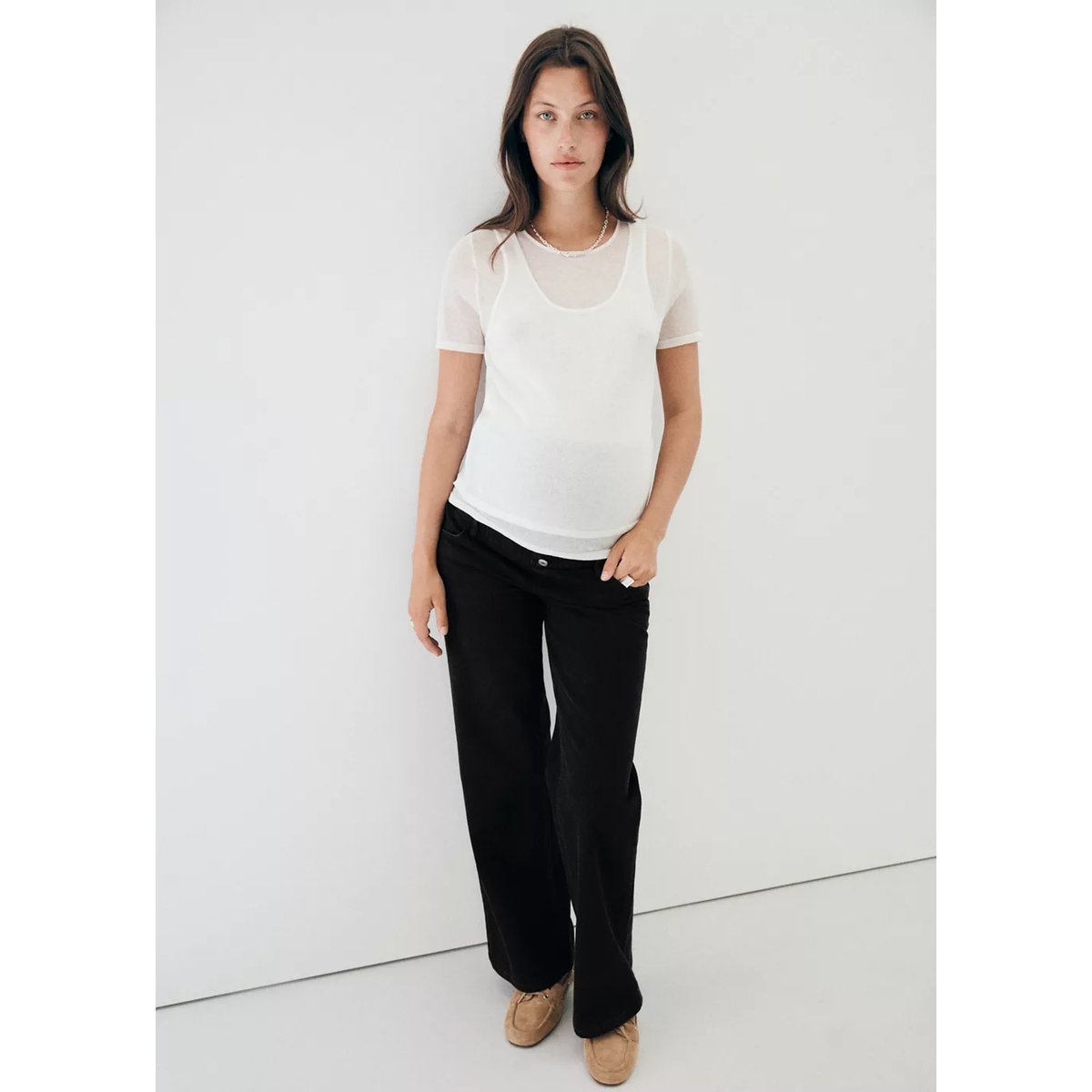 Jean de grossesse droit black denim, MANGO