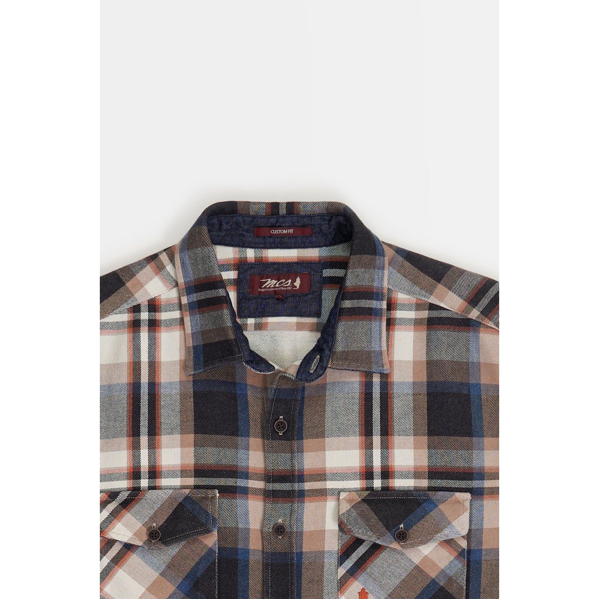 Chemise à carreaux en maille beige, MCS