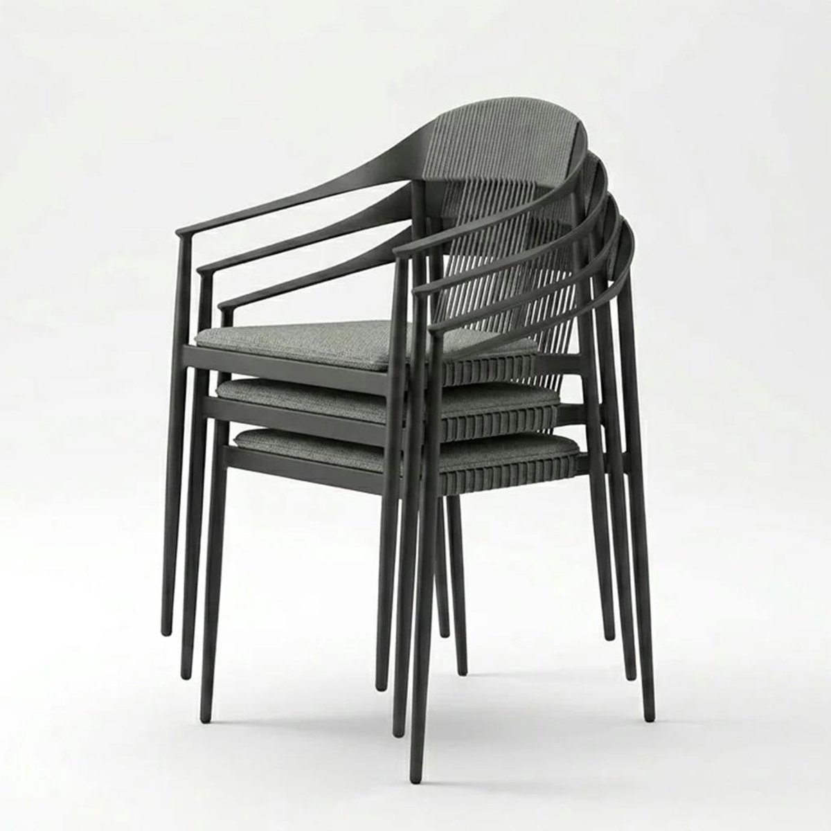 Ensemble repas de jardin 6 places, aluminium et céramique RIO gris, PIER IMPORT