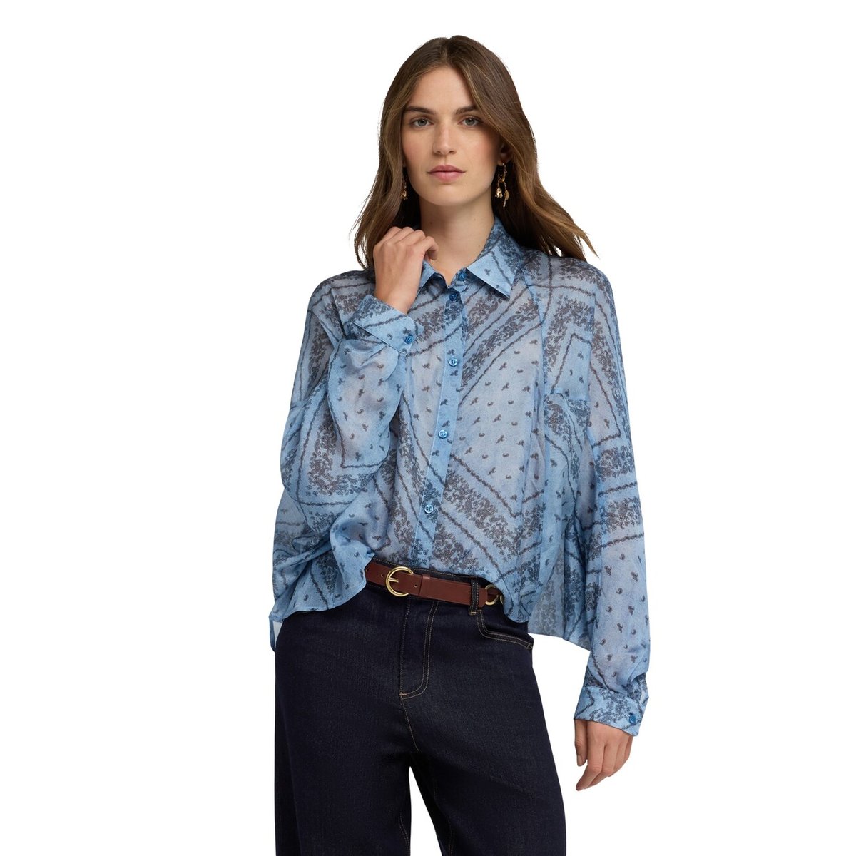 Blouse oversize avec imprimé light - blue, MOTIVI