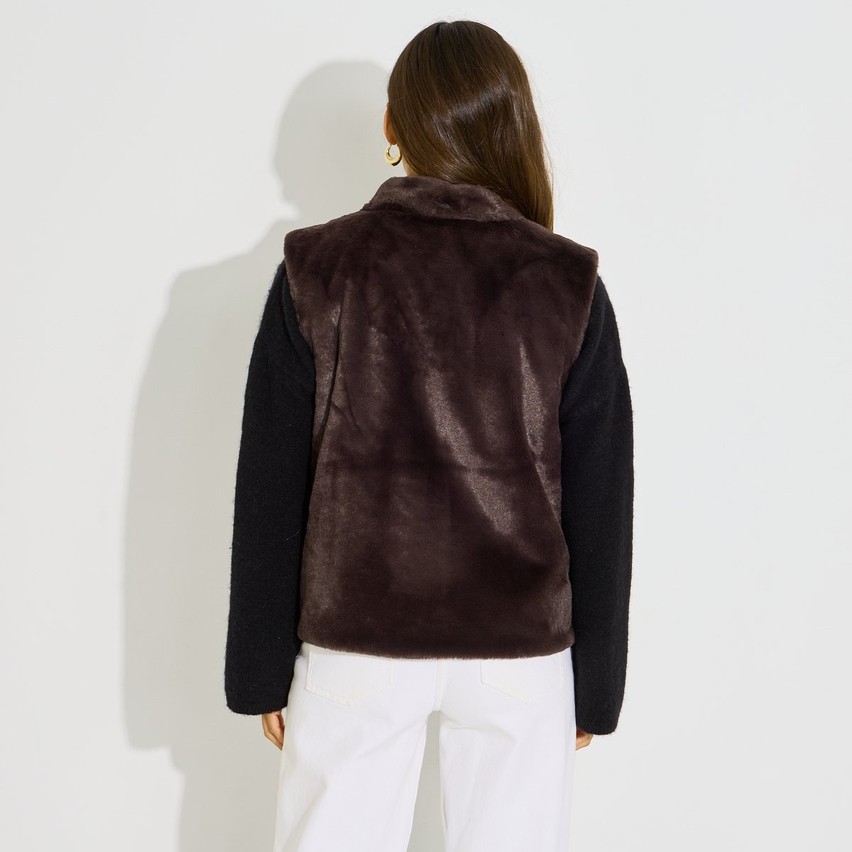 Veste gilet imitation fourrure marron, GRAIN DE MALICE