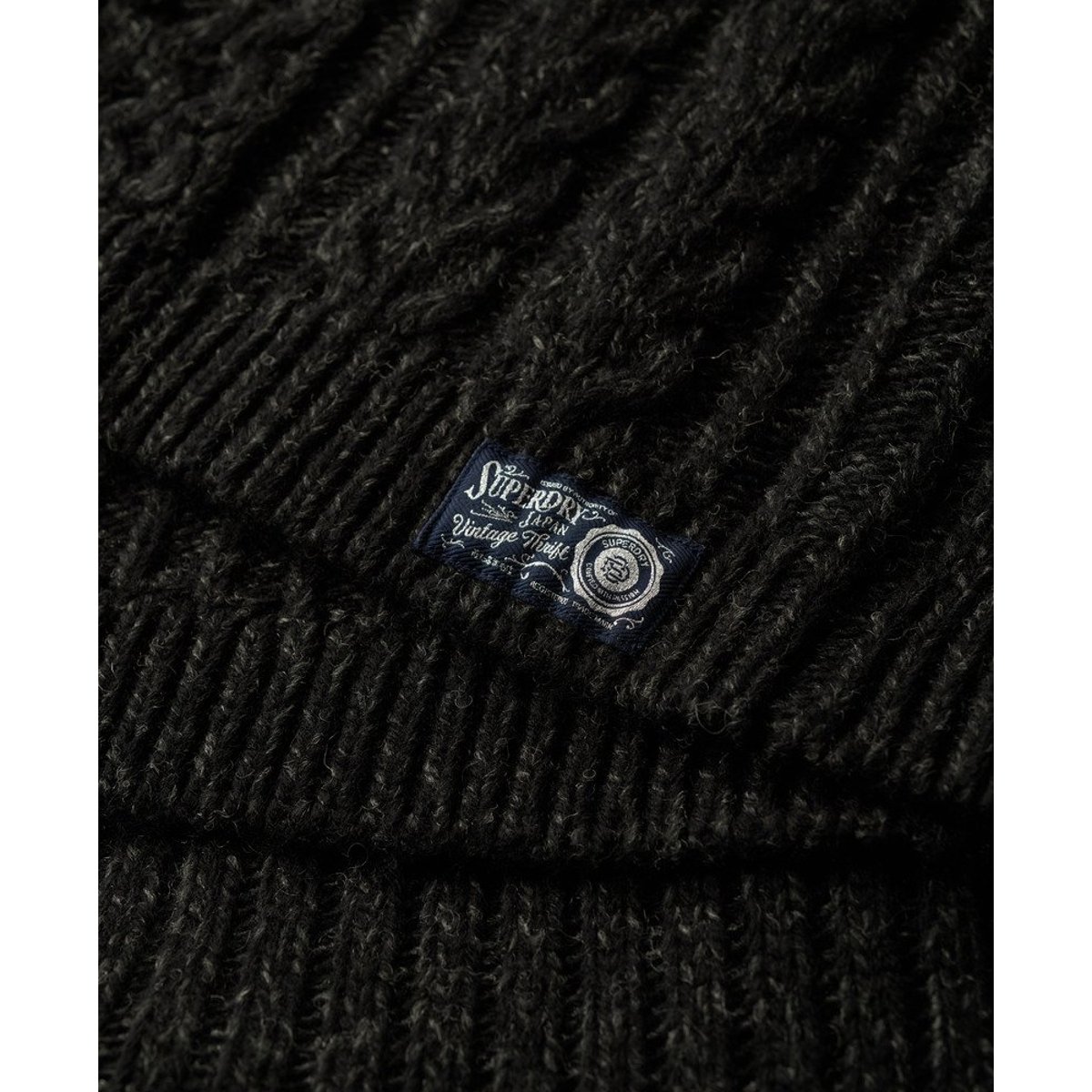 Rollneck Cable Jumper Dress noir, SUPERDRY