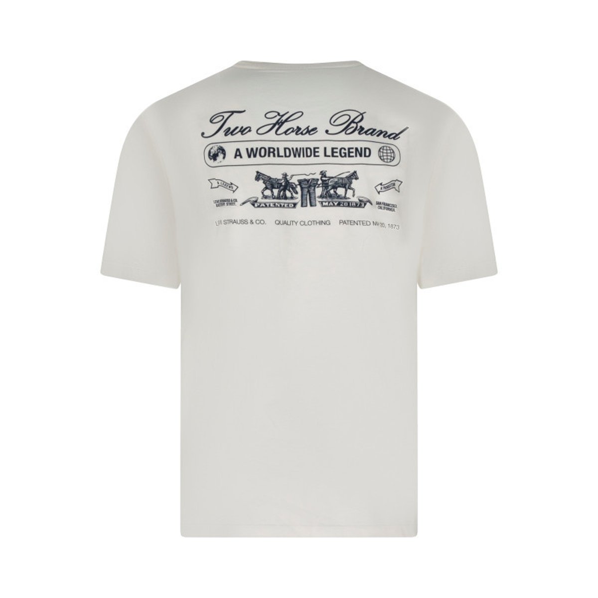 T-shirt en coton écru imprimé à coupe droite pourvu d'un col rond beige, LEVI'S
