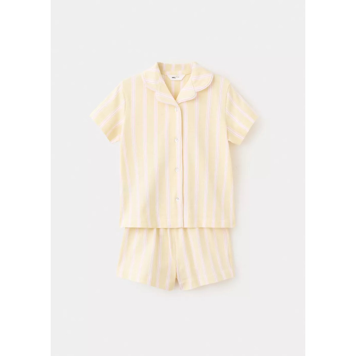 Pyjama court rayures jaune pastel, MANGO BABY