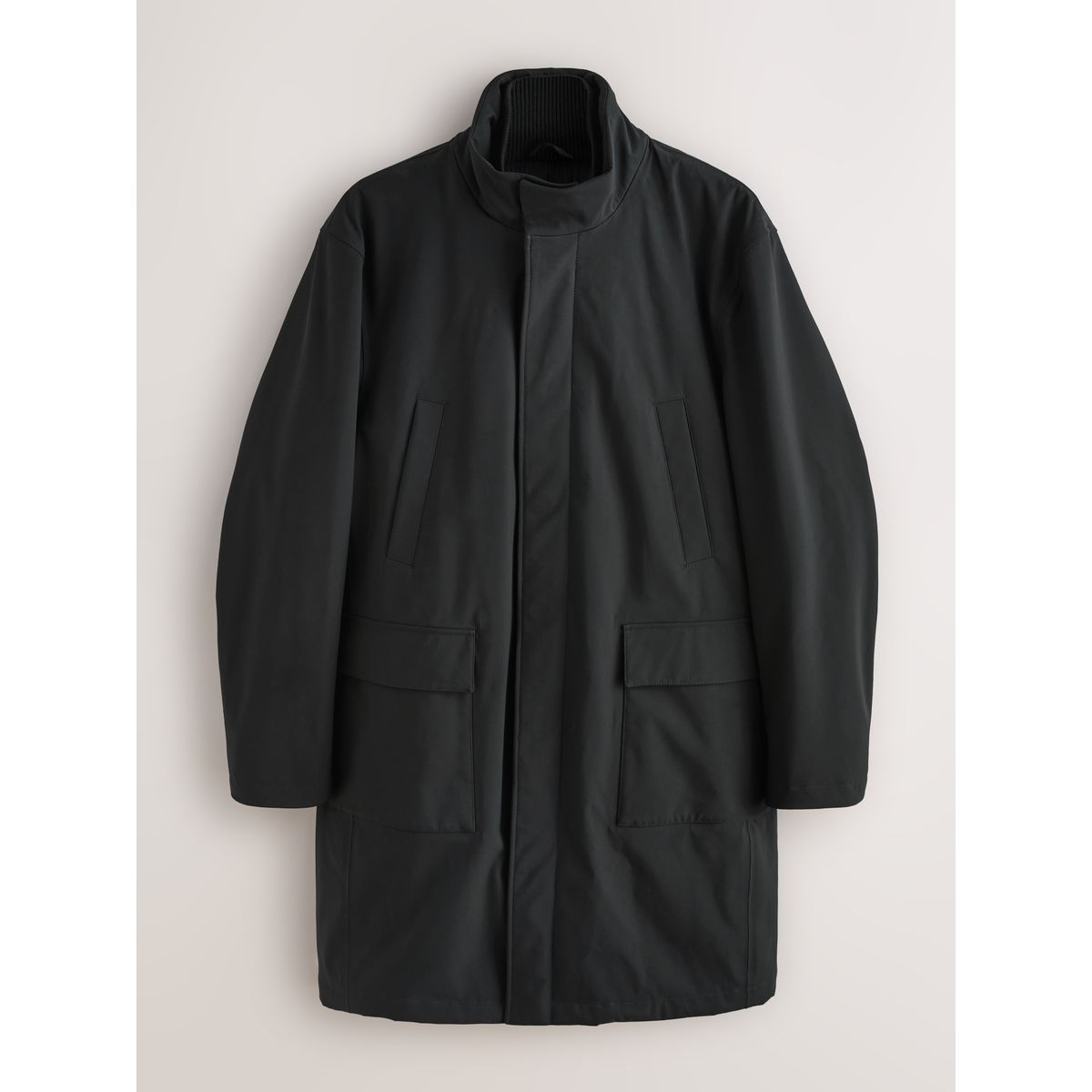 Manteau imperméable matelassé à col cheminée noir, NEXT