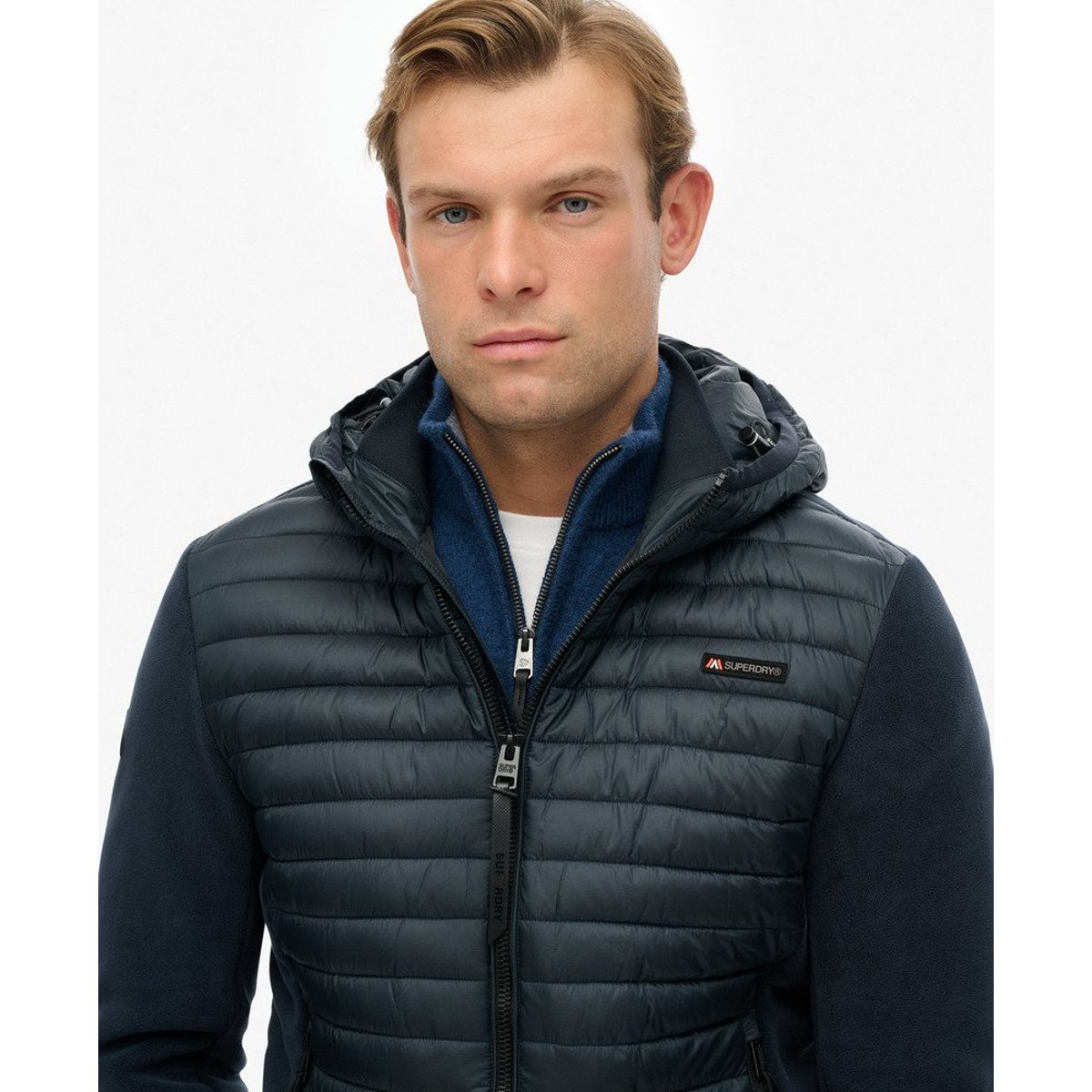 Veste à capuche en polaire Storm Hybrid bleu marine éclipse, SUPERDRY