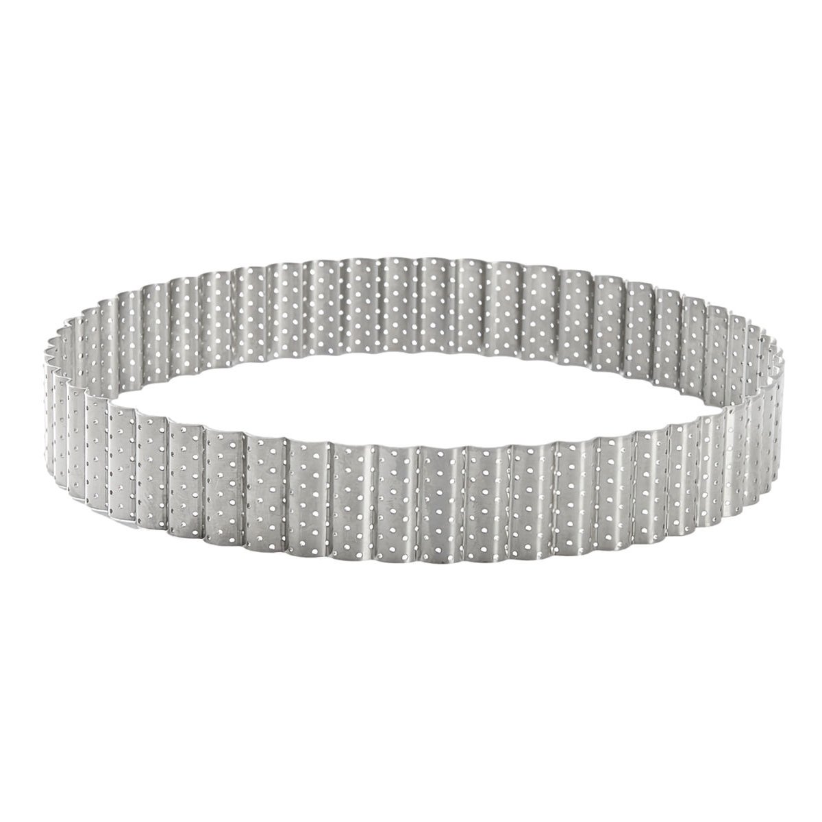Cercle à tarte perforé cannelé ø20 cm - acier inoxydable gris, DE BUYER