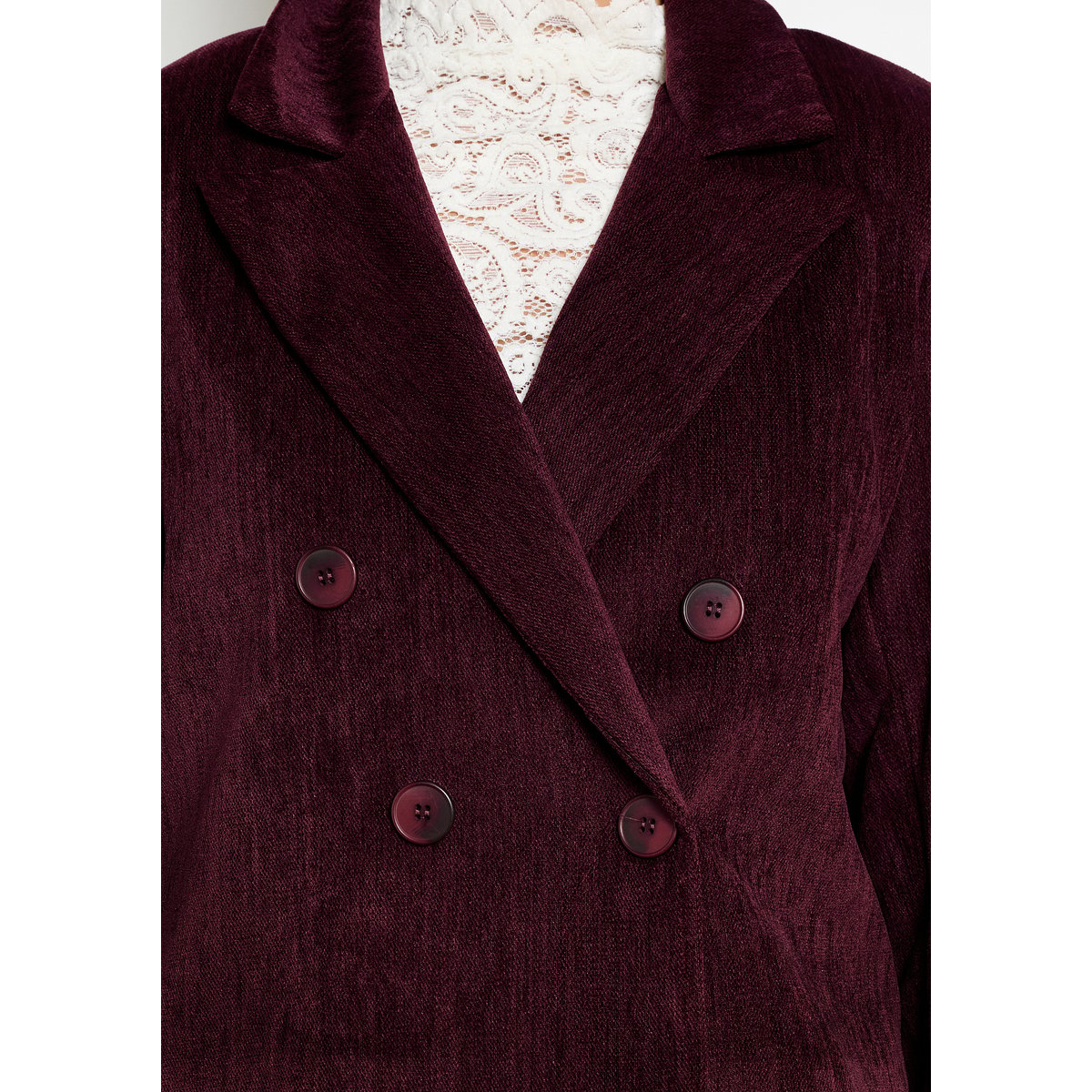 Blazer court à double boutonnage bordeaux wine, LOLALIZA