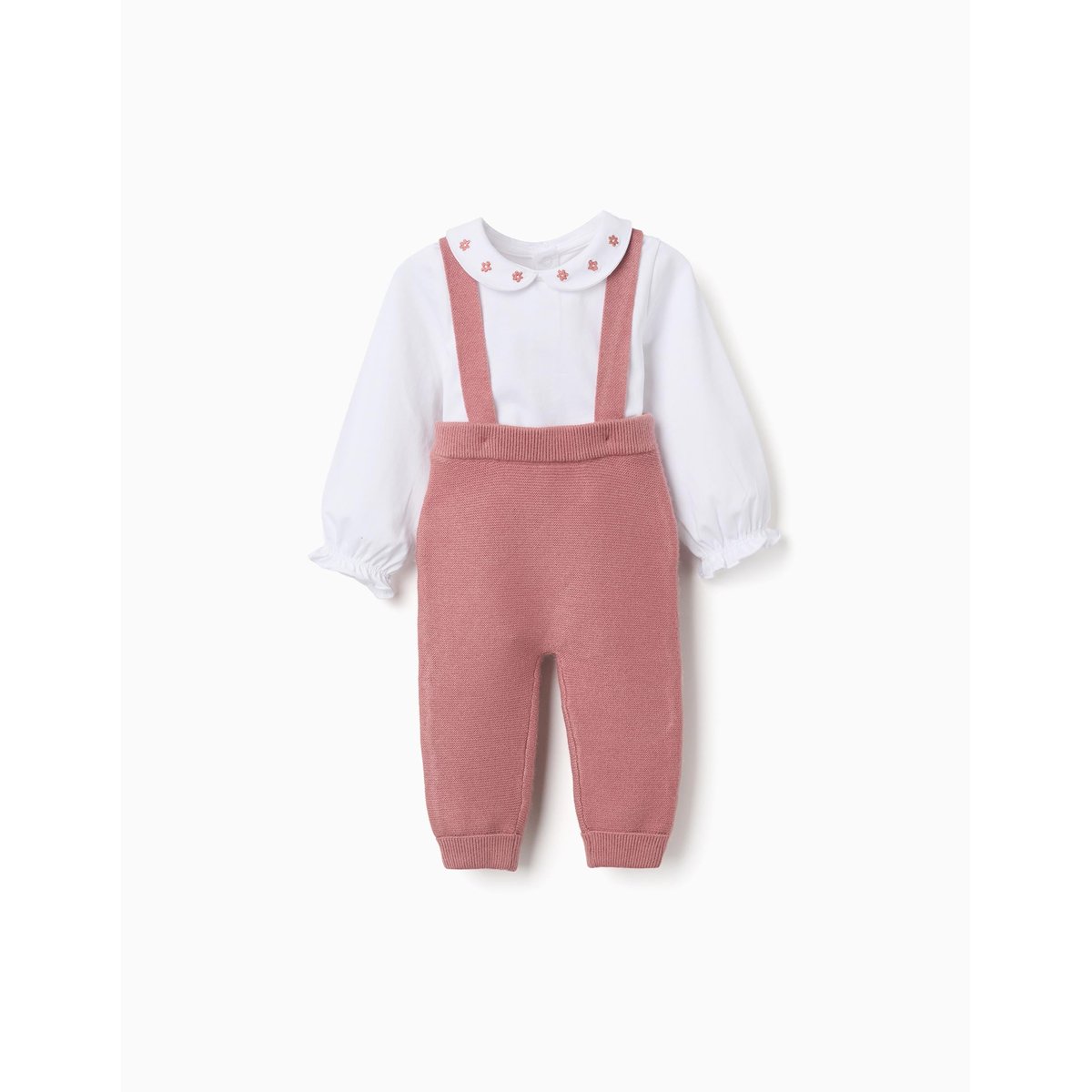 Ensemble body en coton et pantalon en maille rose, ZIPPY