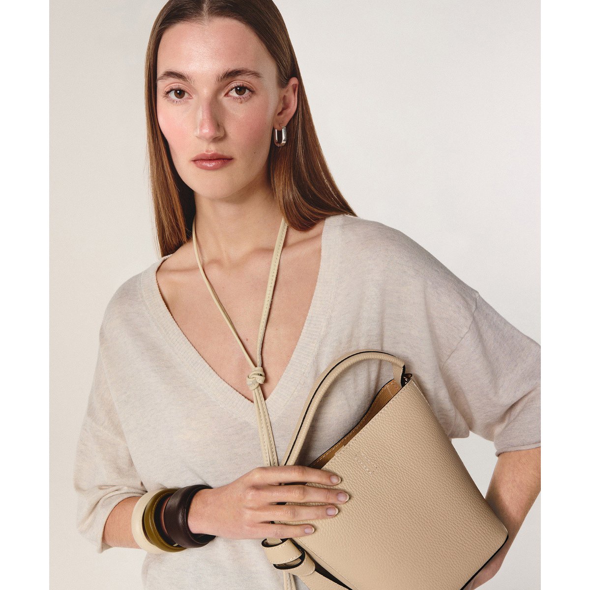 Ceinture lien cuir blanc écru, RODIER