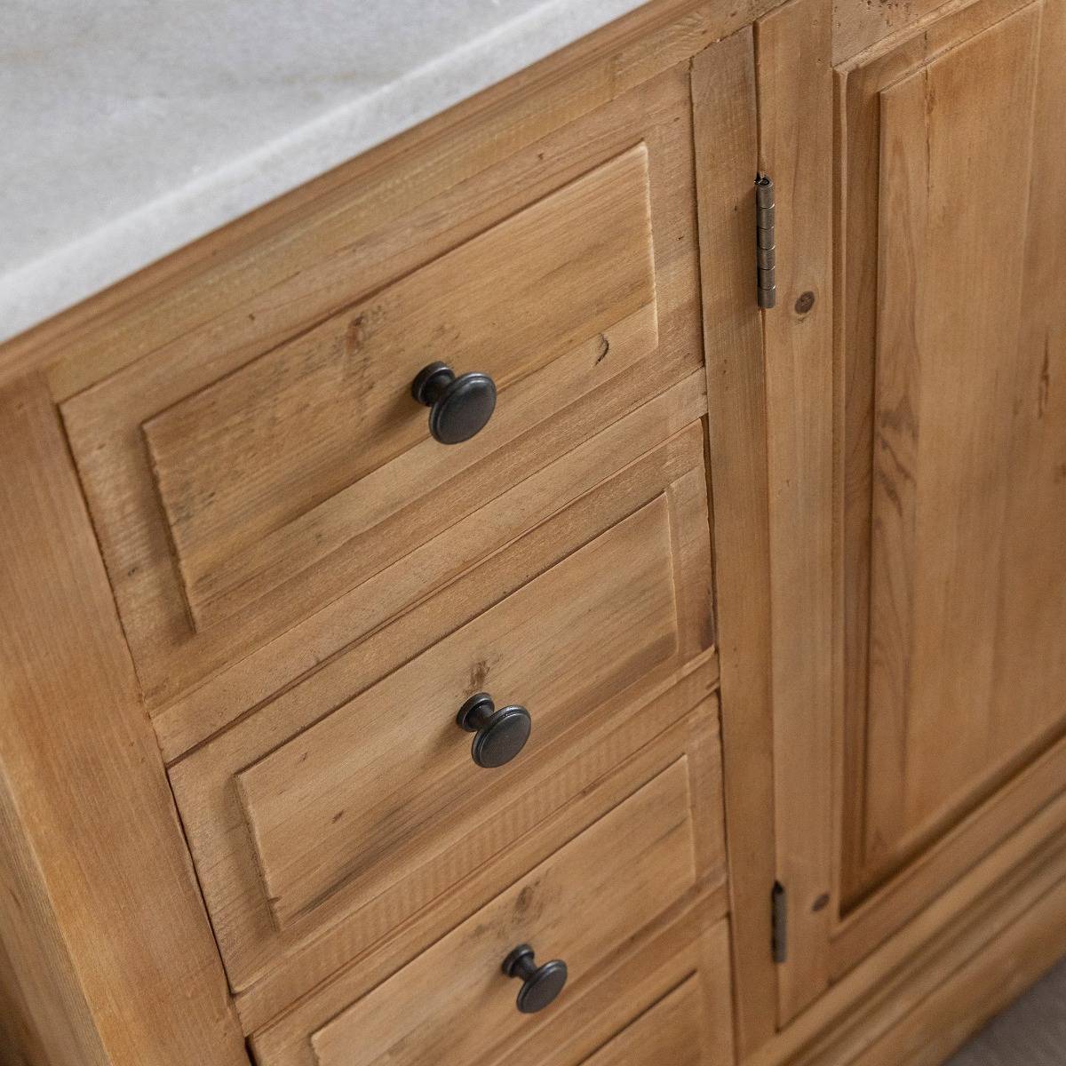 Meuble sous vasque en bois recyclé ESKEL bois clair, MADE IN MEUBLES 