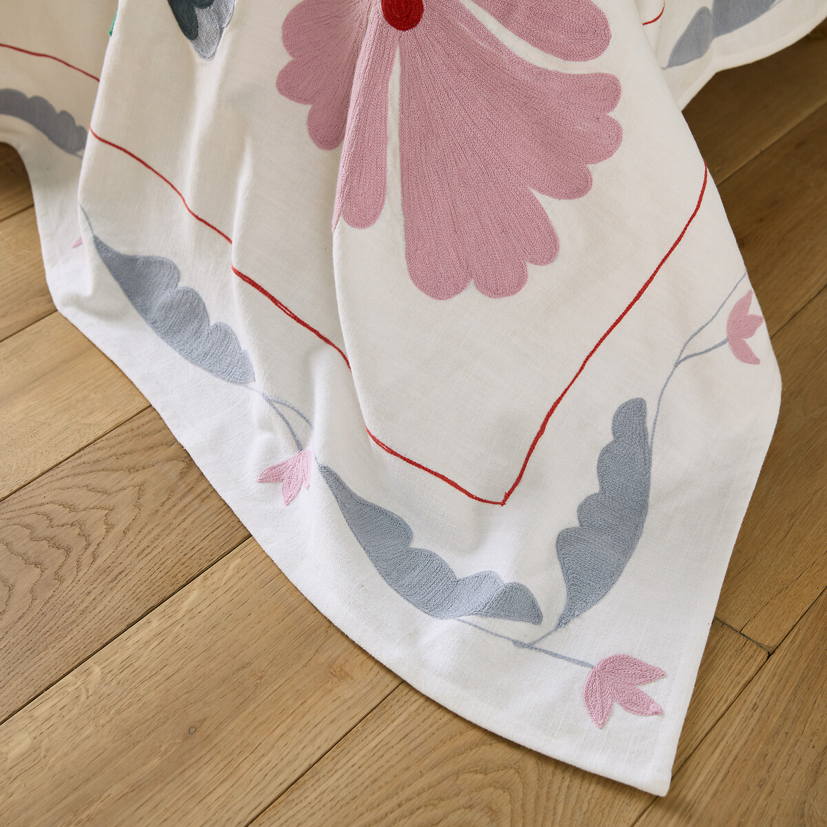 Dessus de lit coton flammé brodé Antonie ecru/multicolore, LA REDOUTE INTERIEURS