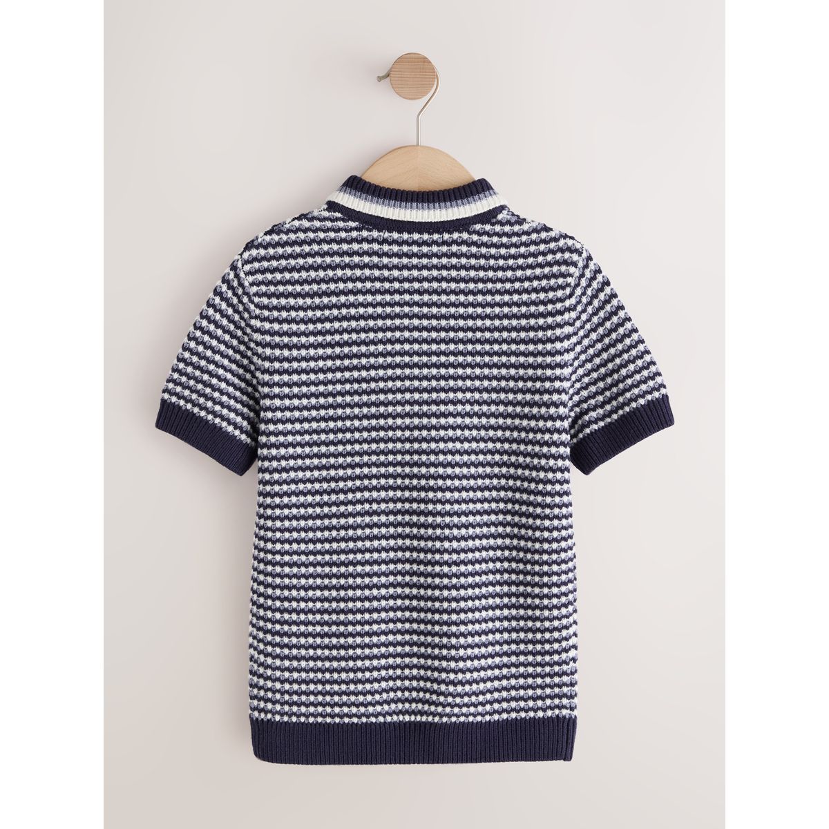 Polo en maille texturée bleu marine/bleu, NEXT