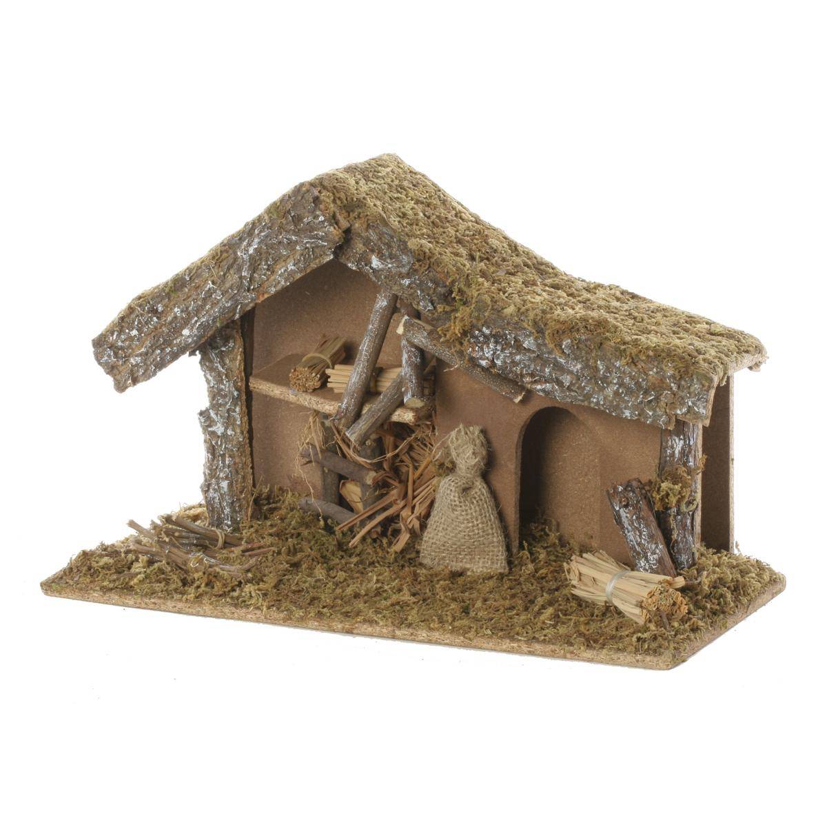 Crèche à garnir avec mousse et écorces H24 cm beige, ATMOSPHERA