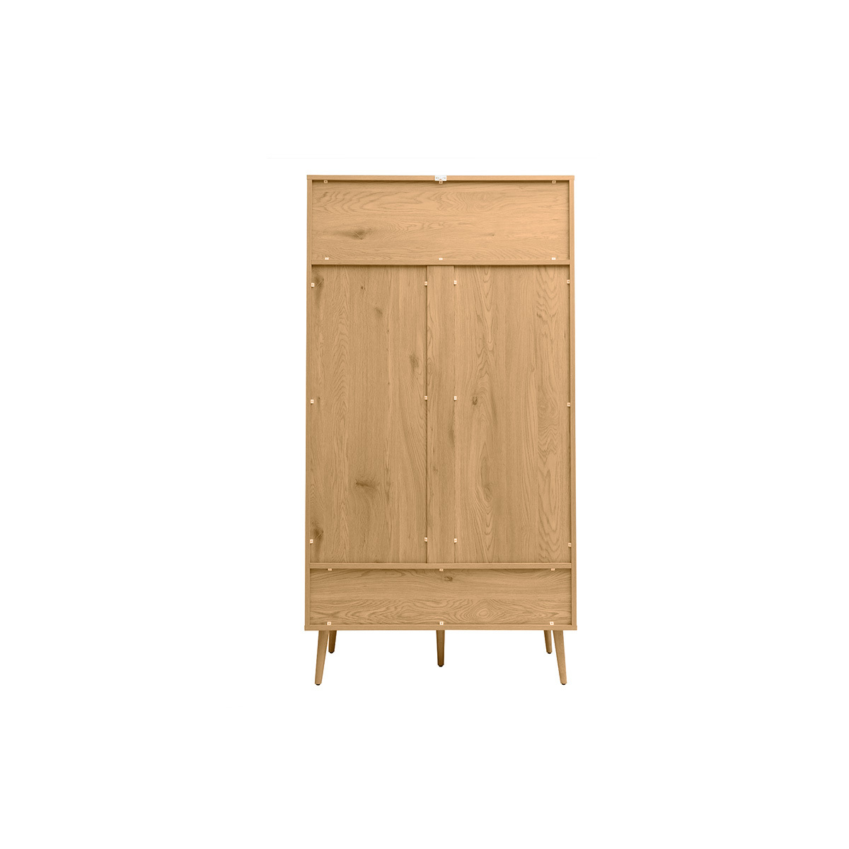 Armoire finition bois clair, cannage en rotin et métal noir L100 cm MANILLE chêne clair, MILIBOO