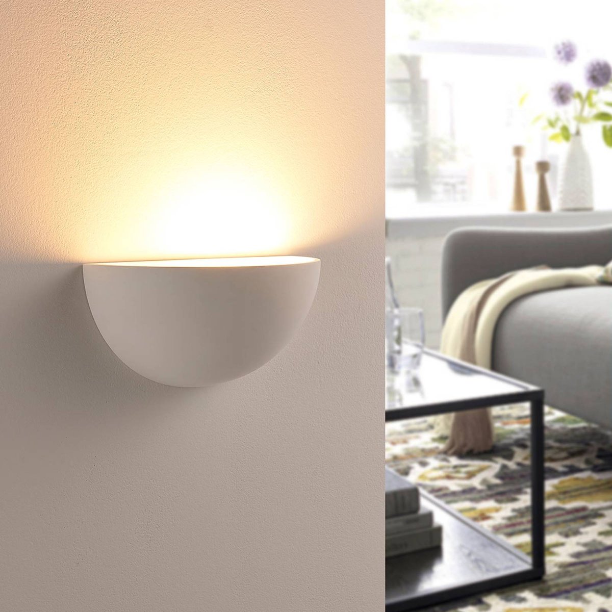 Applique en plâtre moderne, Narin blanc, LINDBY