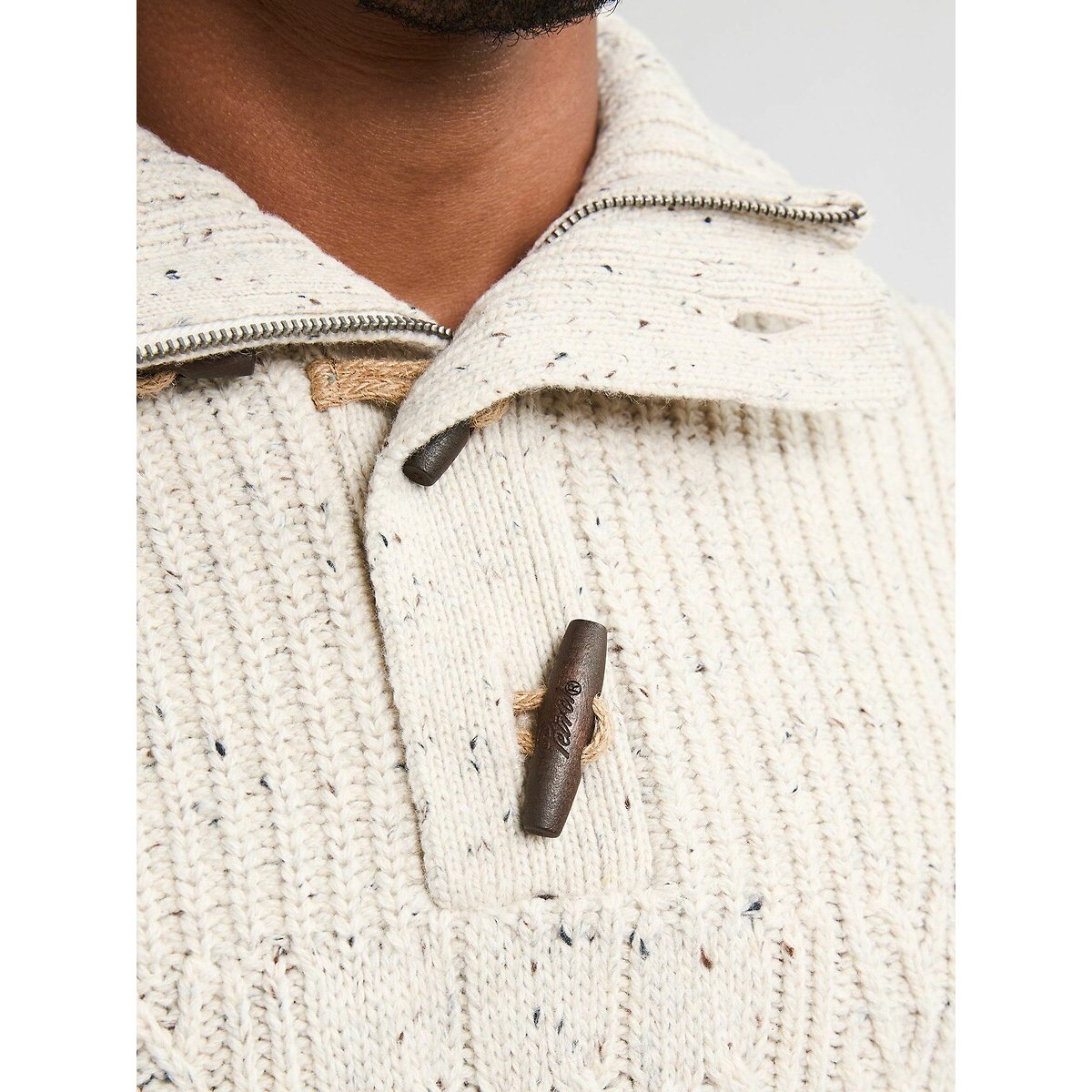 Pull col montant boutonné ecru, PETROL INDUSTRIES