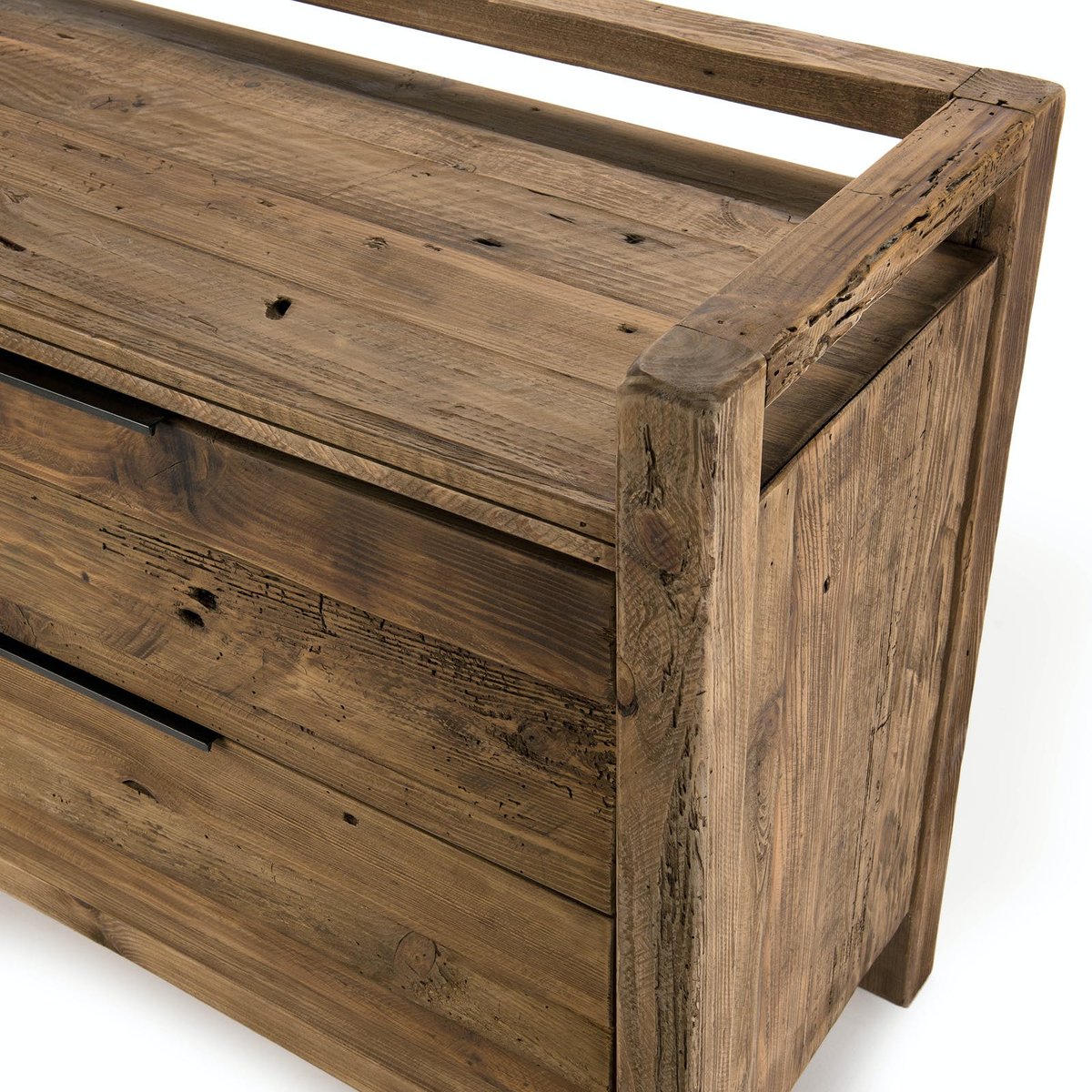 Commode 2 tiroirs bois recyclé déco campagne DENVER bois naturel, PIER IMPORT