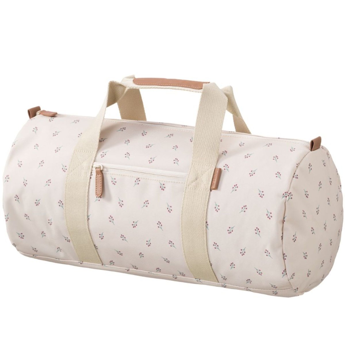 Sac week-end ecru, marron, rouge, FRESK