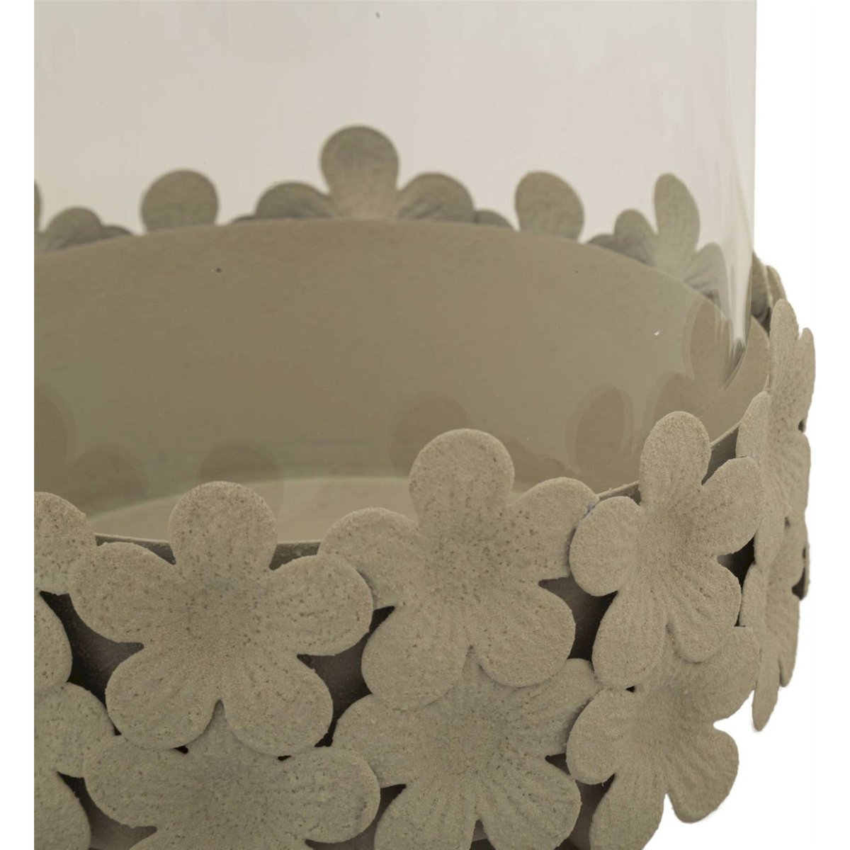 Photophore en verre décor floral ajouré crème, RECOLLECTION