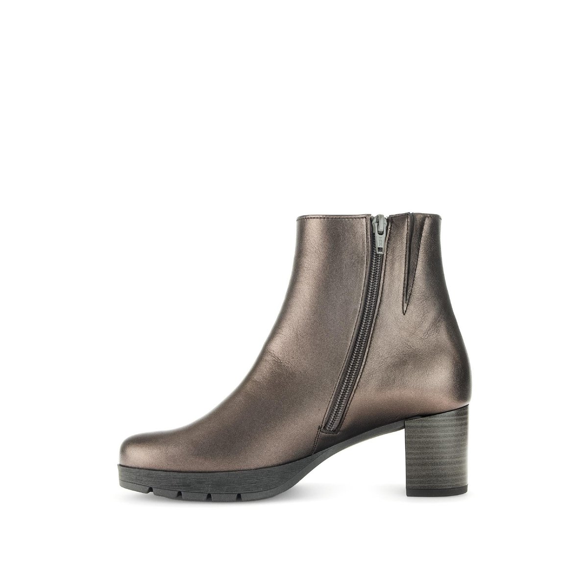 Bottines en cuir lisse à talon décroché argent, GABOR