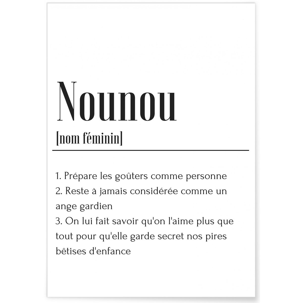 Affiche définition Nounou blanc, L'AFFICHERIE