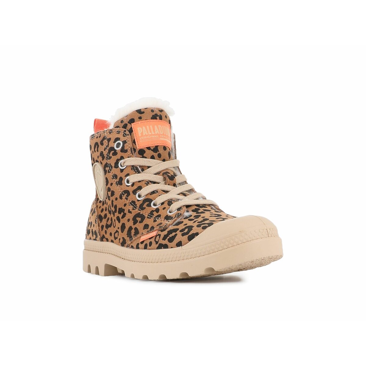 Gefütterte Leder-Schnürboots Pampa Hi Zip Wool Leo leopardenmuster, PALLADIUM