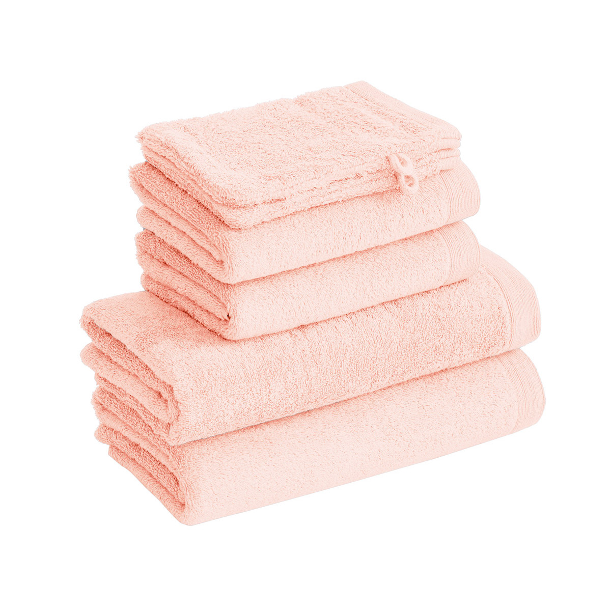 Ensemble de bain 6 pièces 500 g/m² STUDIO (2 draps de douche +2 serviettes de toilette + 2 gants) poudre, SENSEI MAISON