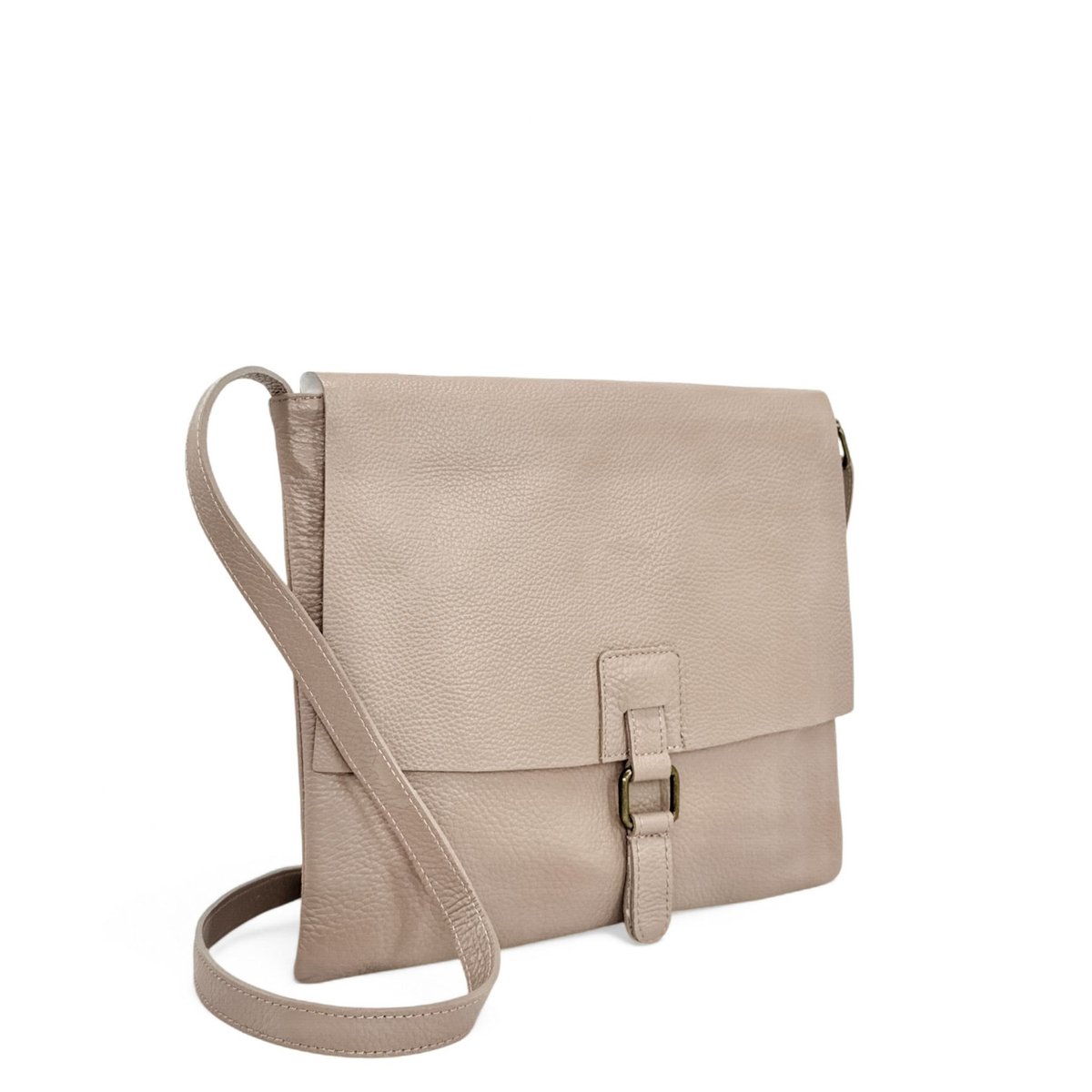 Sac bandoulière besace en cuir grainé COQUETTE rose pâle, OH MY BAG