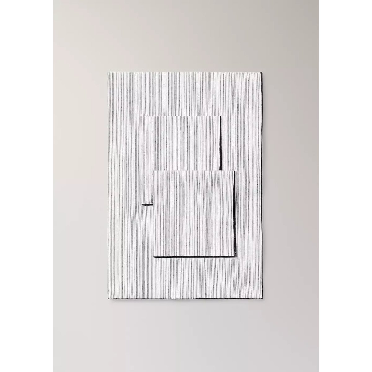 Lot de 2 serviettes de table coton rayures gris foncé, MANGO HOME