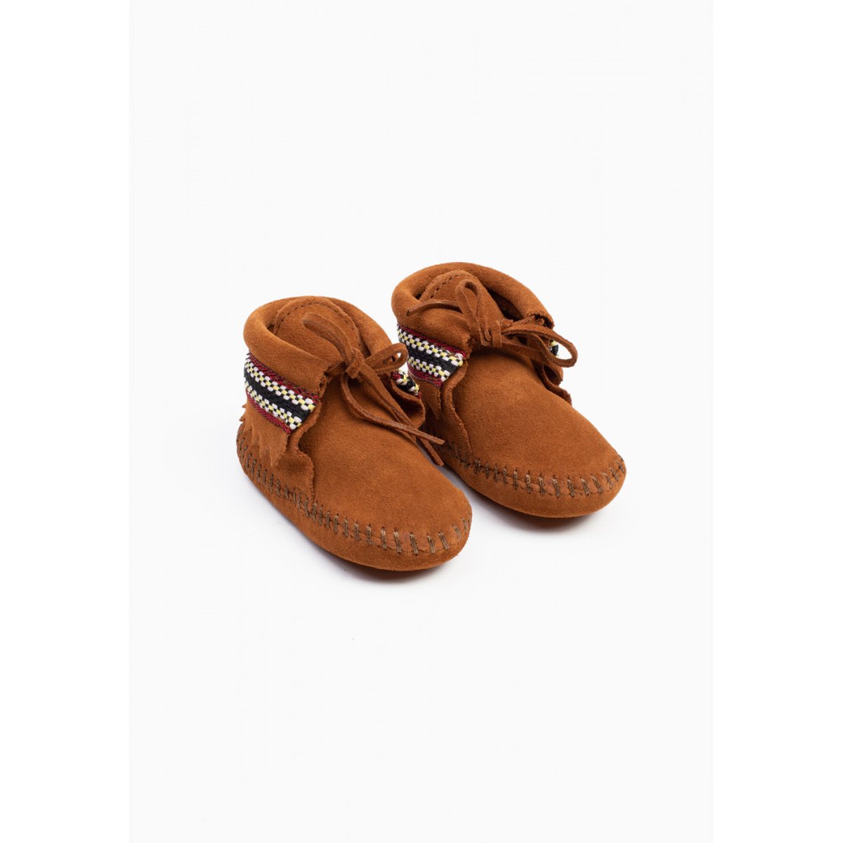Chaussons souples en cuir suede BRAID marron, MINNETONKA