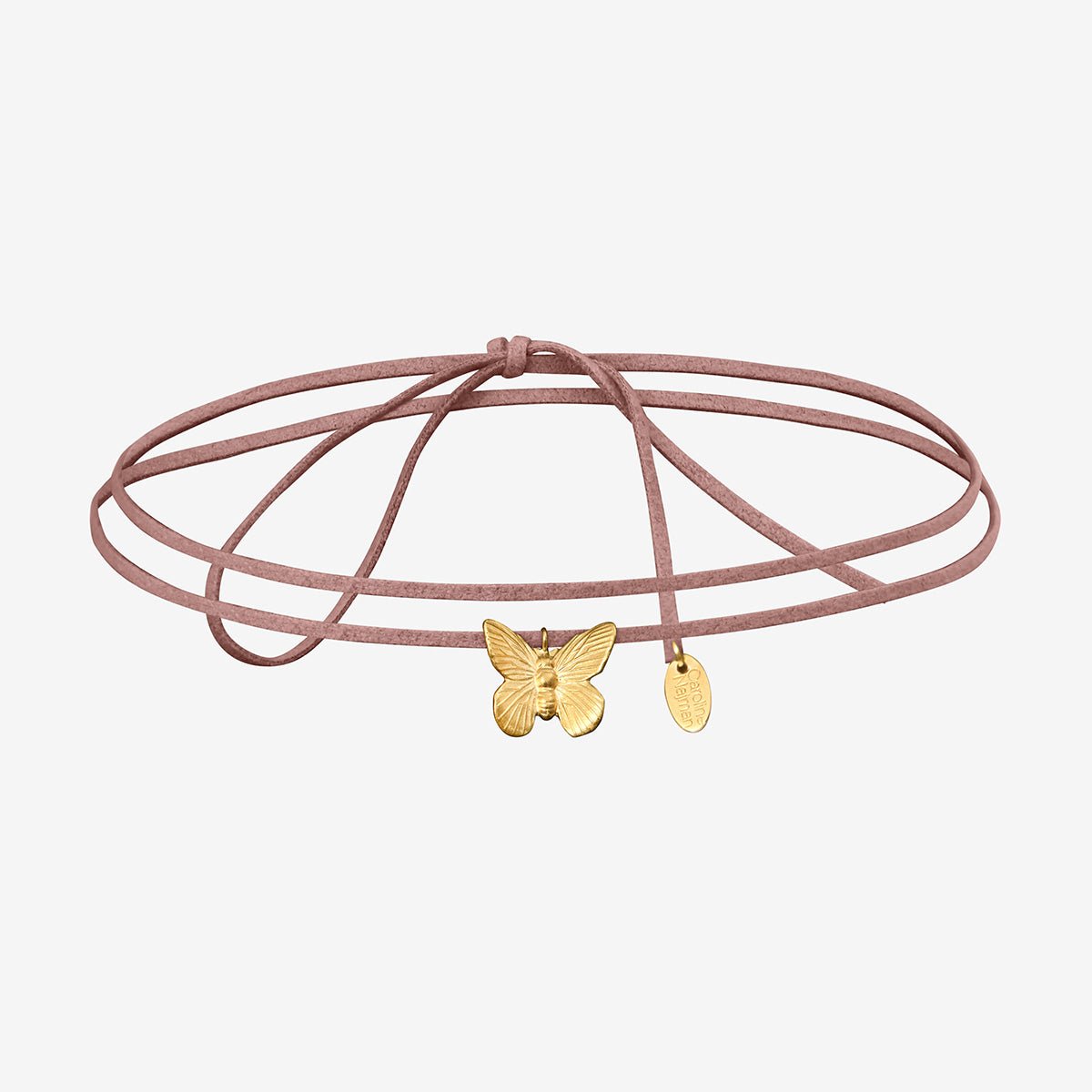 Collier/bracelet cordon doré vieux rose petit modèle - butterfly vieux rose, CAROLINE NAJMAN
