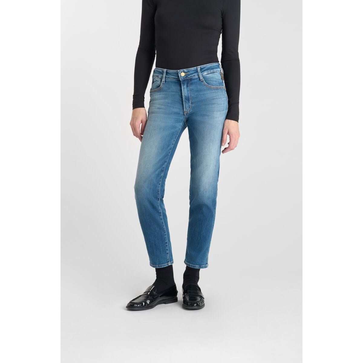 Jeans push-up droite taille haute PULP, 7/8ème blue, LE TEMPS DES CERISES