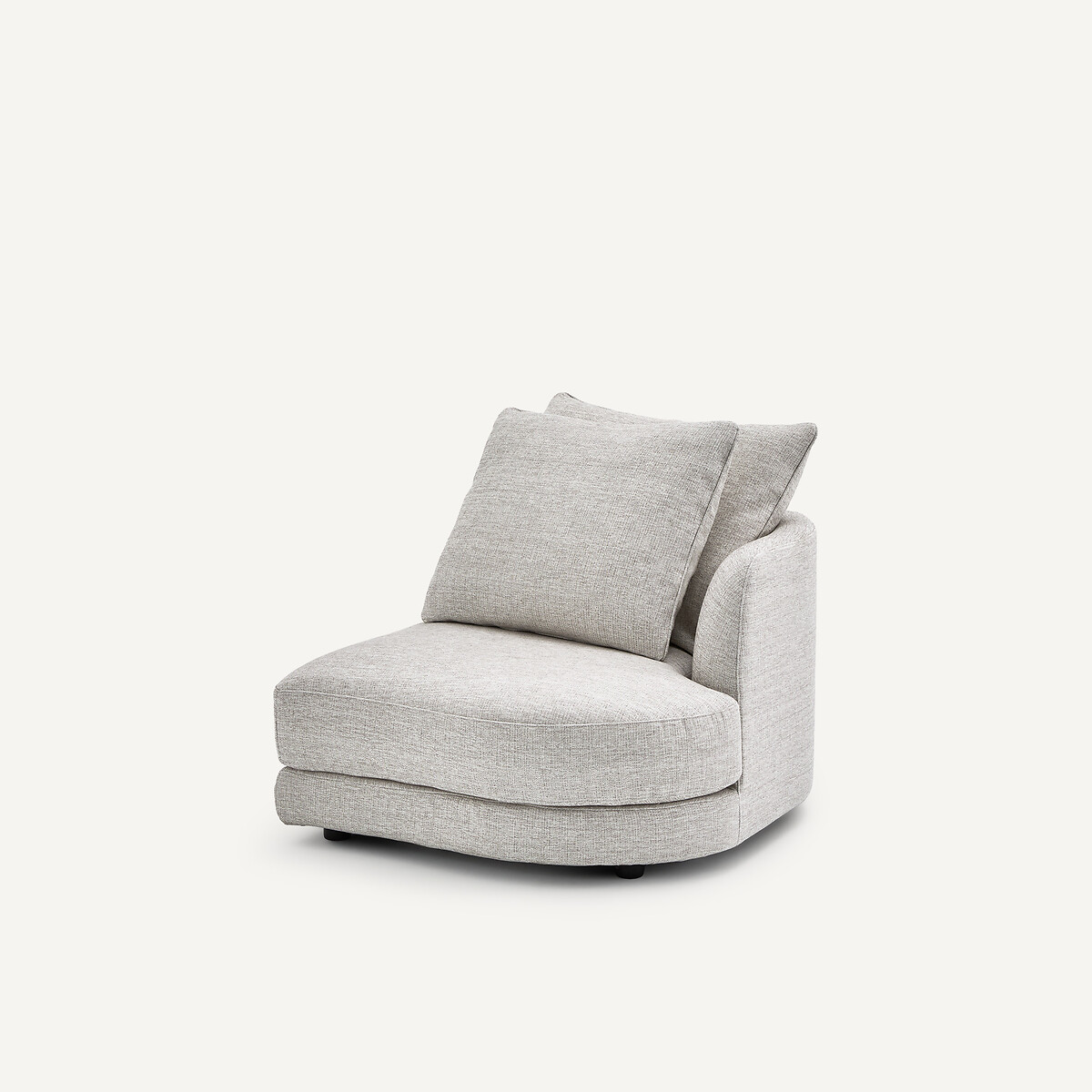 Demi-canapé droit, arrondi, modulable en toile jaspée, TIBERIO gris/blanc, AM.PM