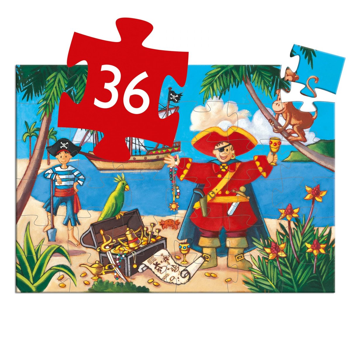 Puzzle le pirate et son trésor multicolore, DJECO