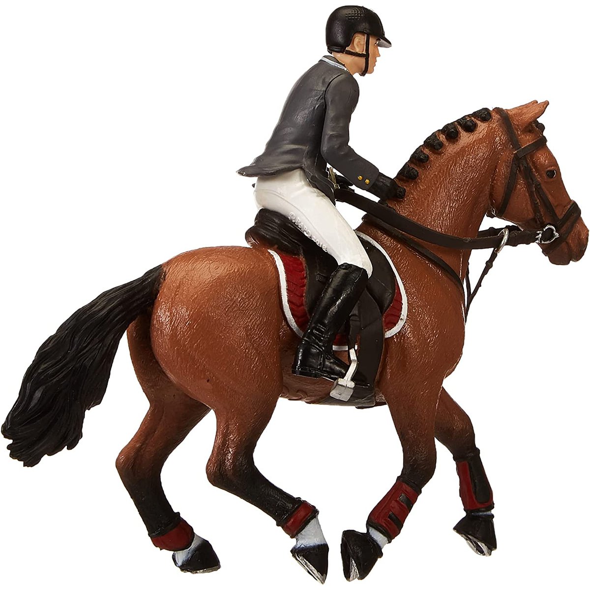 Figurine Cheval de concours et son cavalier marron, PAPO
