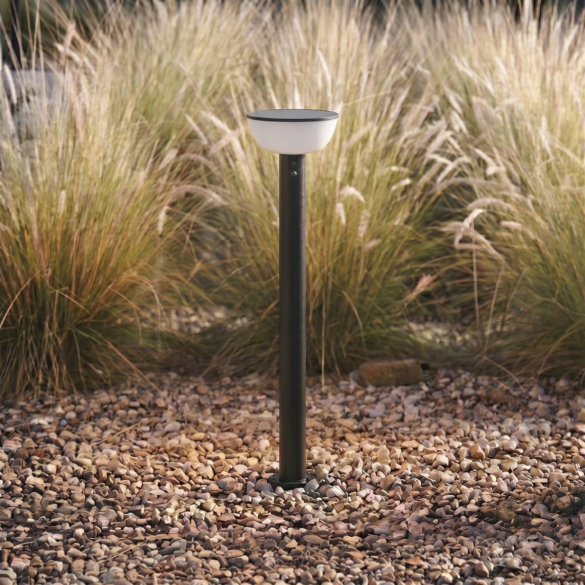 Lampe solaire extérieur en métal moderneLED noir, blanc, LINDBY