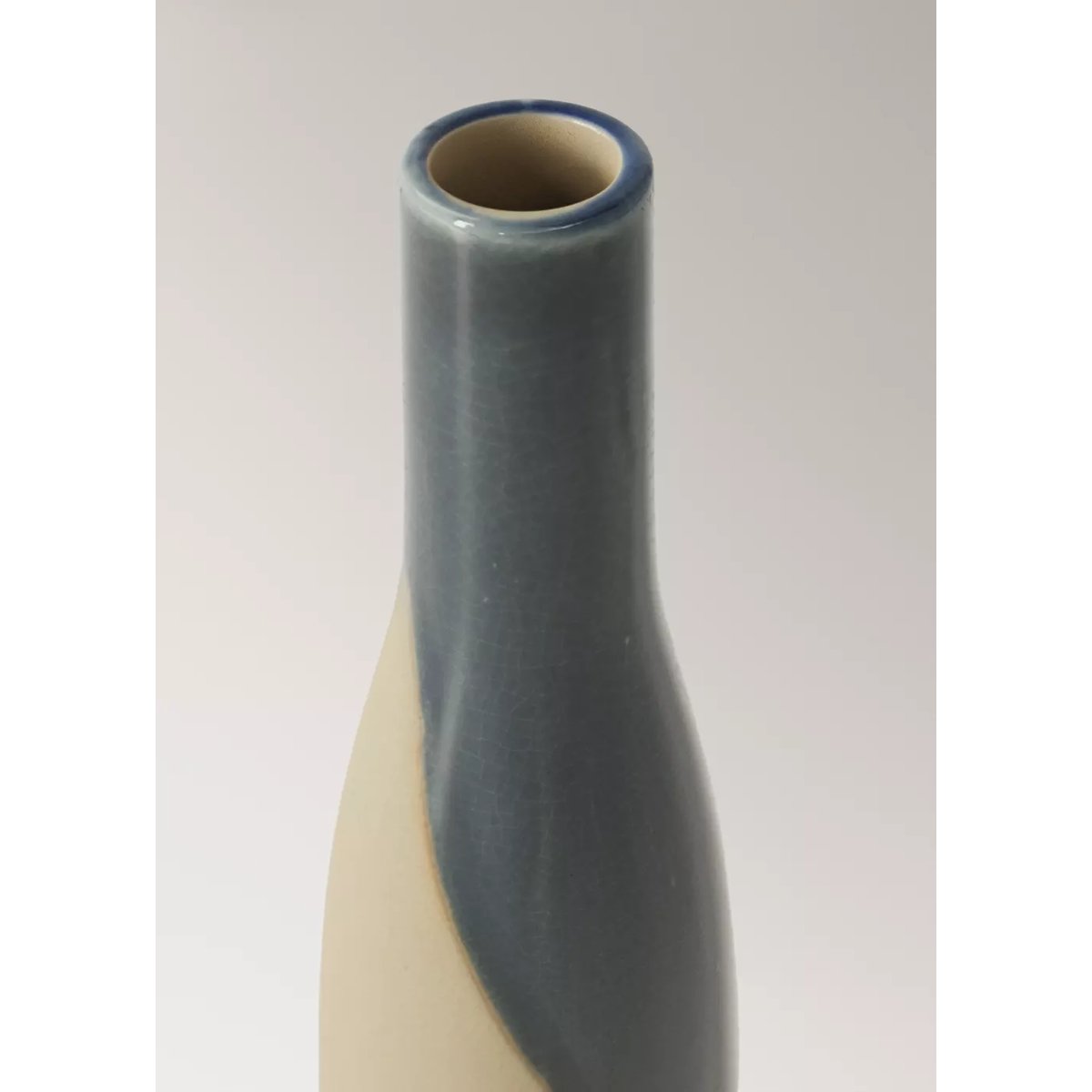 Vase 100 % grès bicolore bleu, MANGO HOME