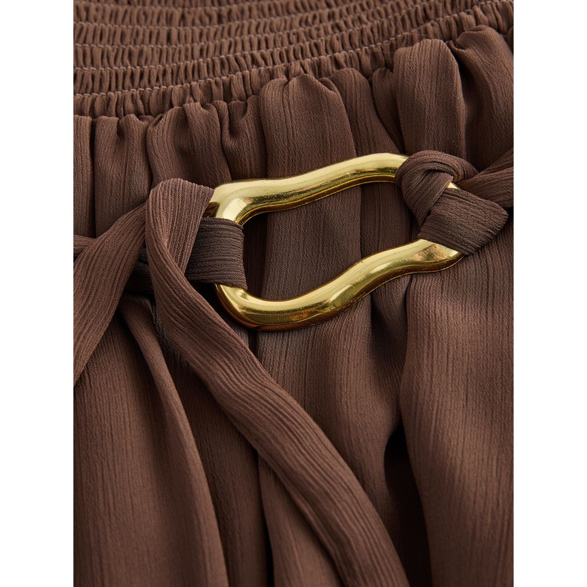 Jupe longue en mousseline à ceinture marron chocolat, NEXT
