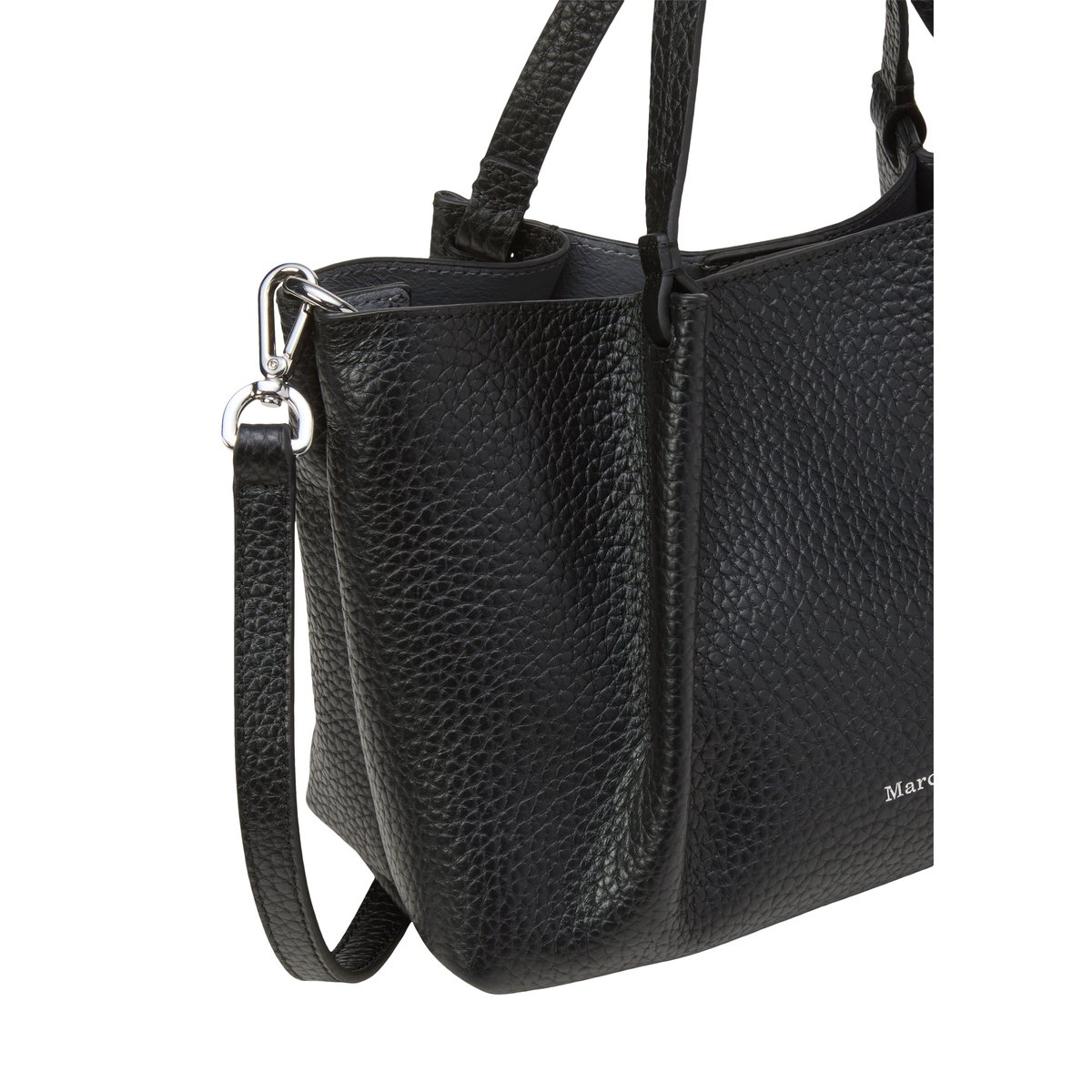 Sac à bandoulière en cuir de vache finement grainé noir, MARC O'POLO