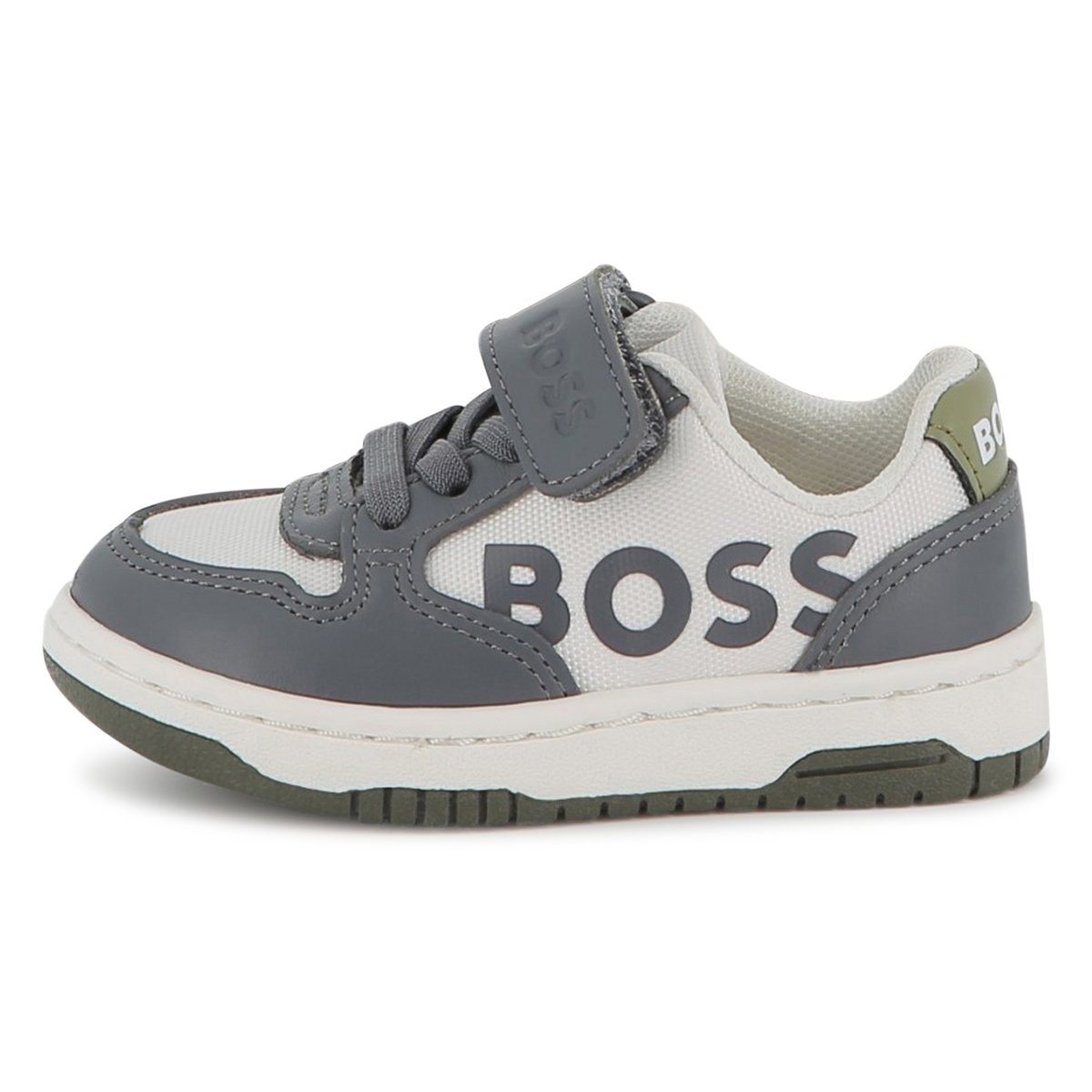 Sneakers con lacci elasticizzati anthracite, BOSS KIDSWEAR