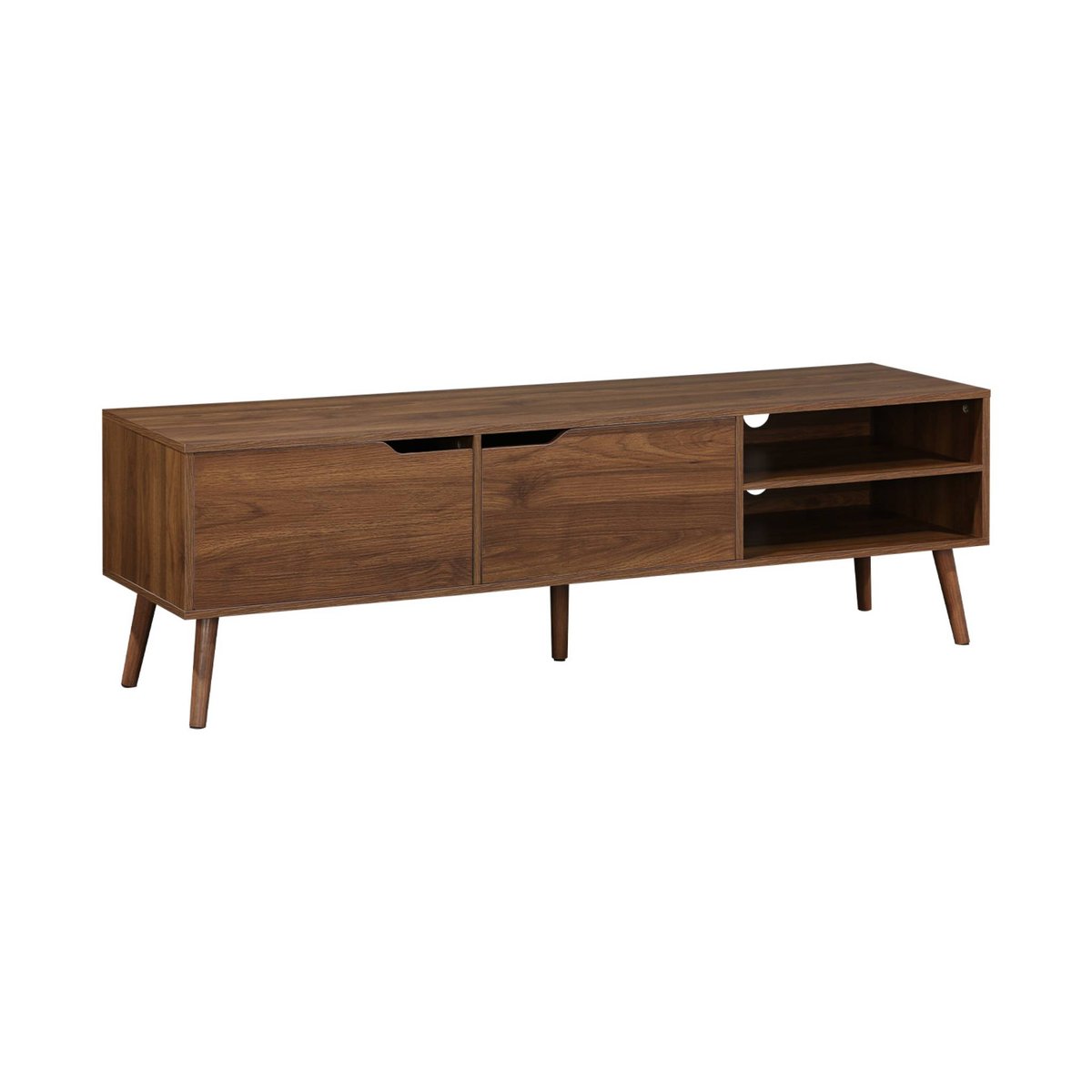 Meuble TV vintage décor bois 2 portes 160cm NEPAL décor bois de noyer, SWEEEK