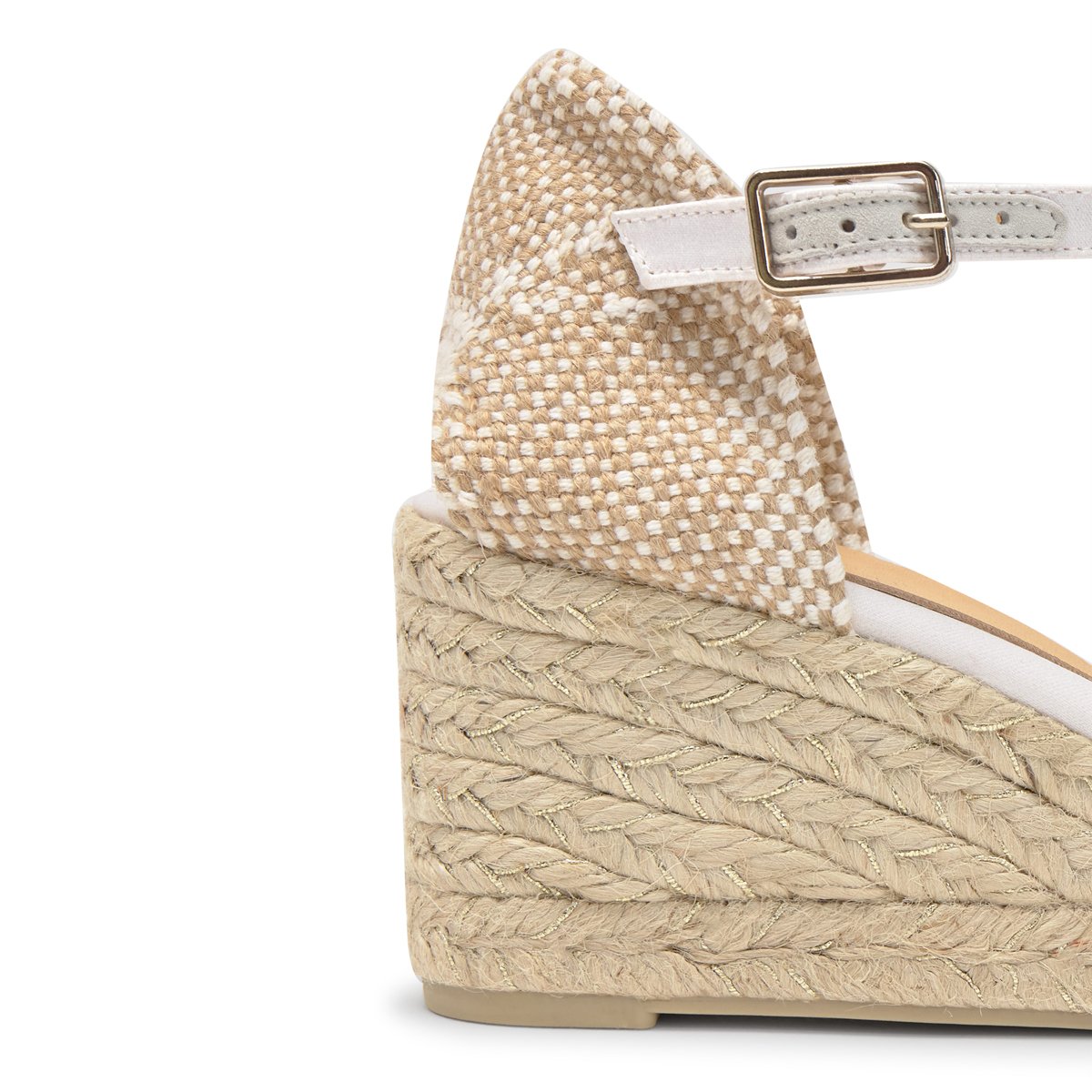 Espadrille compensée en satin avec fermeture à boucle CHIARITA PLATFORM blanc, CASTANER