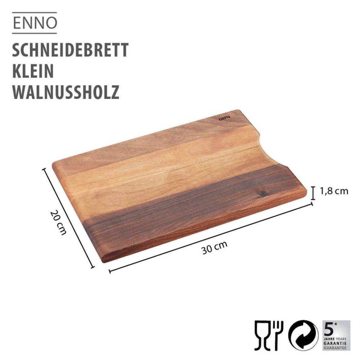 Planche à découper ENNO - Petite - Bois de Noyer brun, GEFU