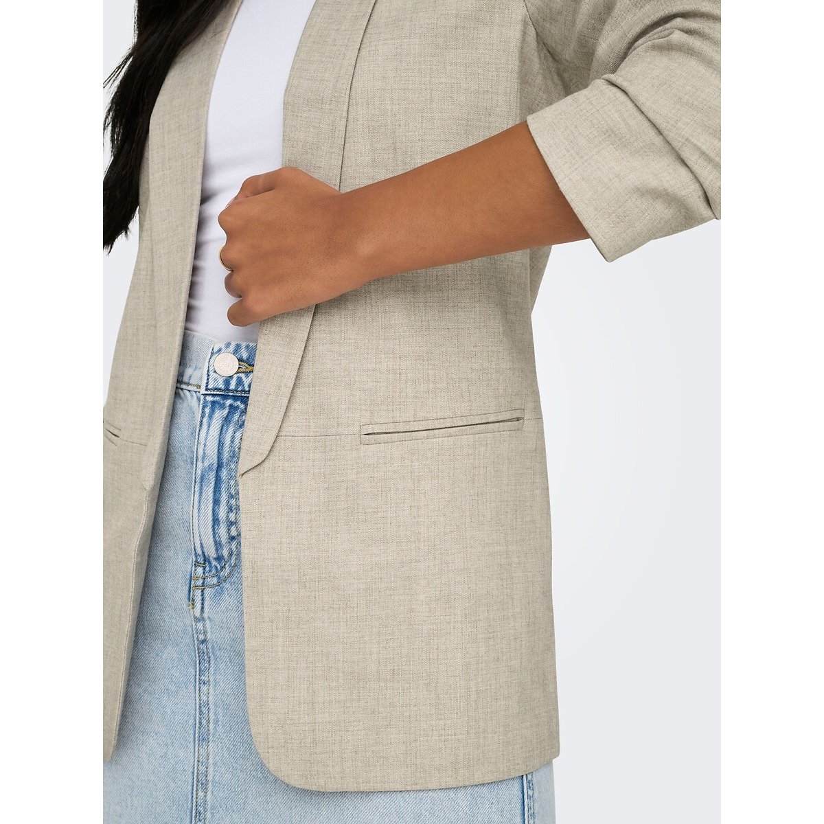 Blazer maniche a 3/4 beige, ONLY