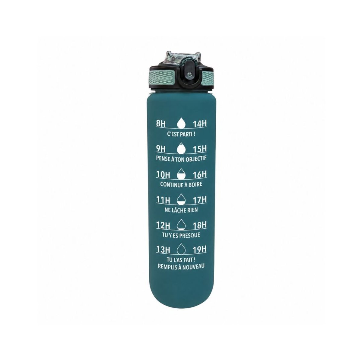 Gourde de motivation hydratation bleu vert, ARTIME