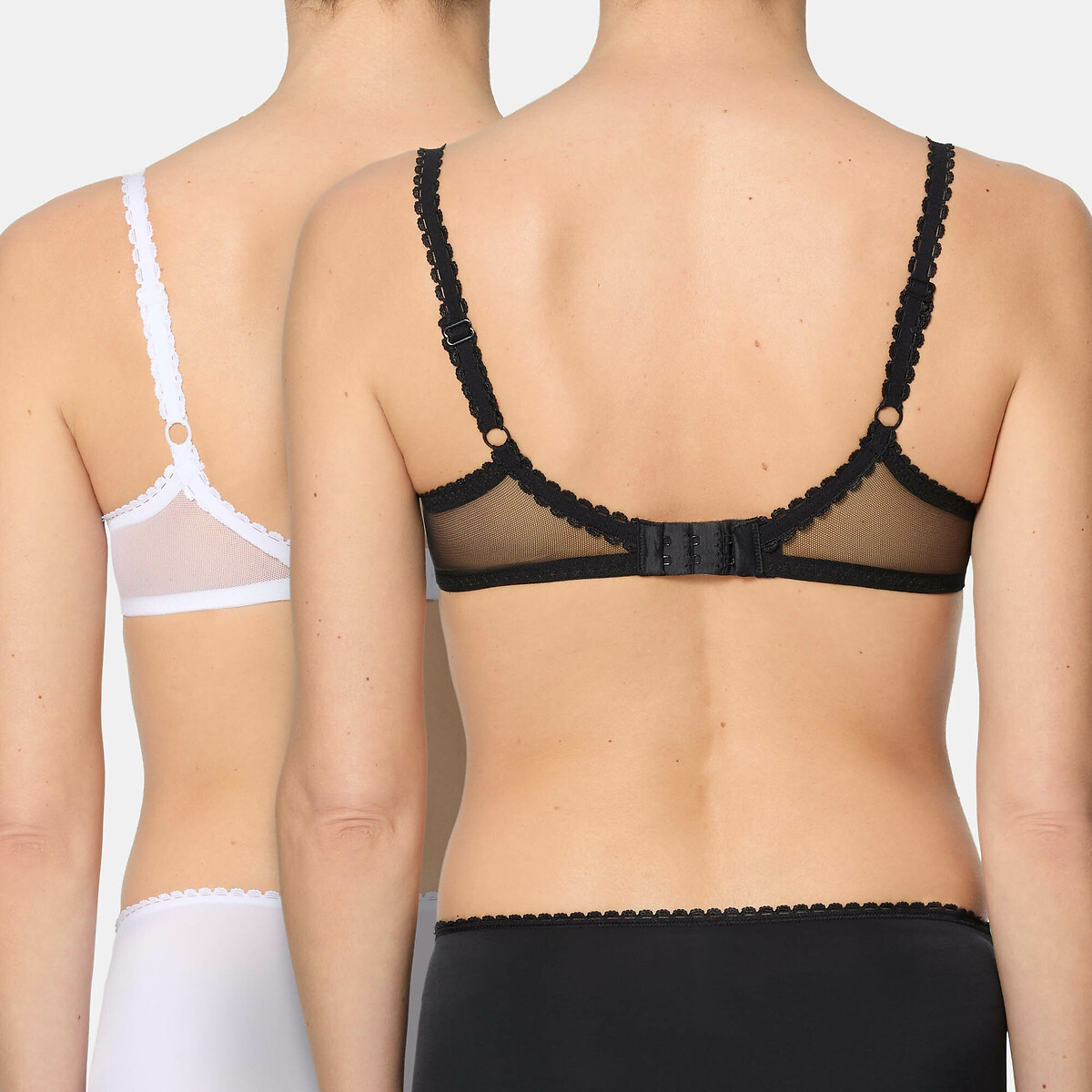 Set van 2 omsluitende BH's Flower Elegance wit+zwart, PLAYTEX